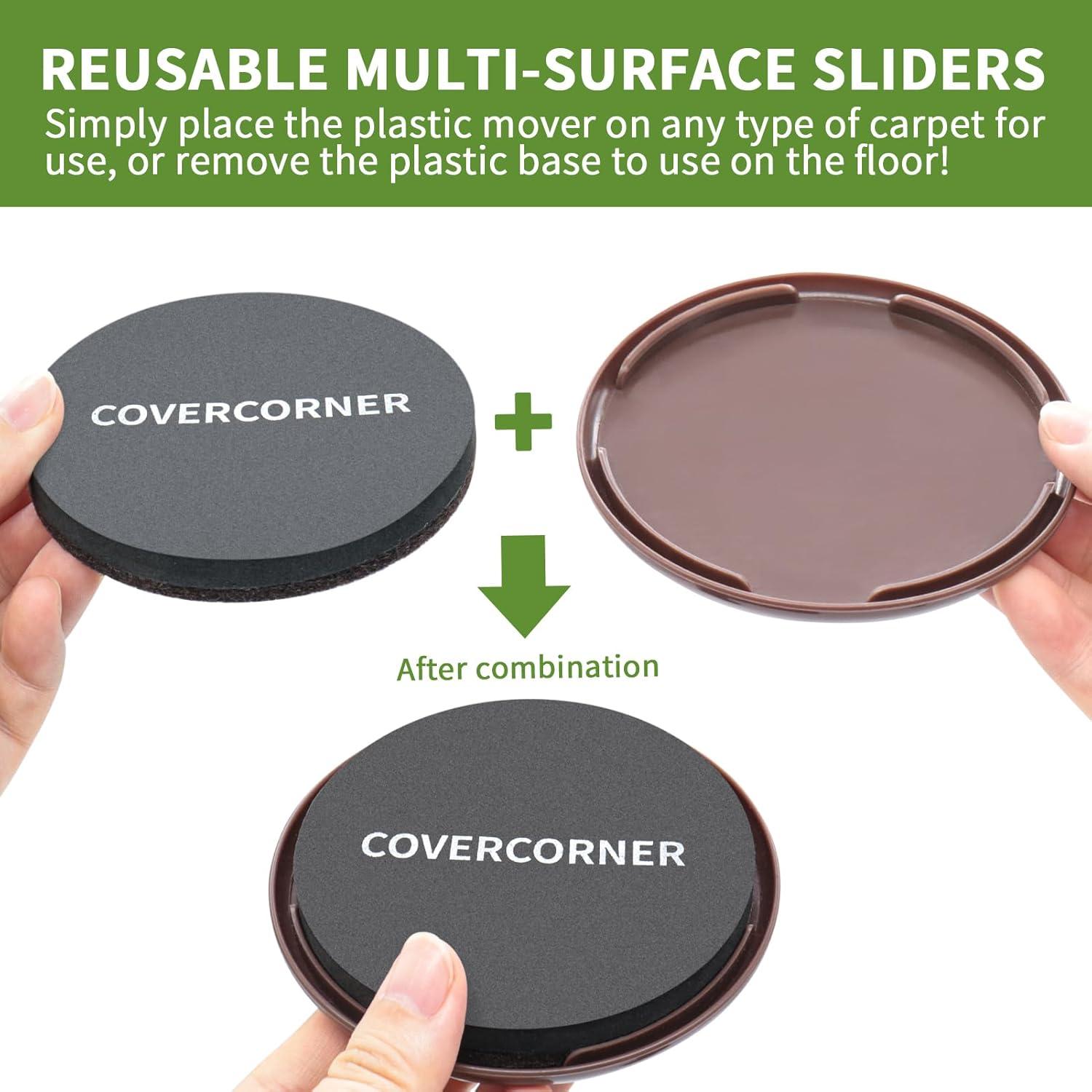 Deslizadores de Muebles 8 PCS COVERCORNER 3.5" y 4" Multi-Superficie