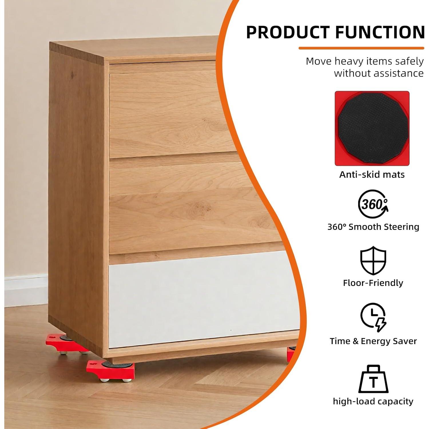 Juego de Elevadores de Muebles HQO LOVL con 4 Deslizadores