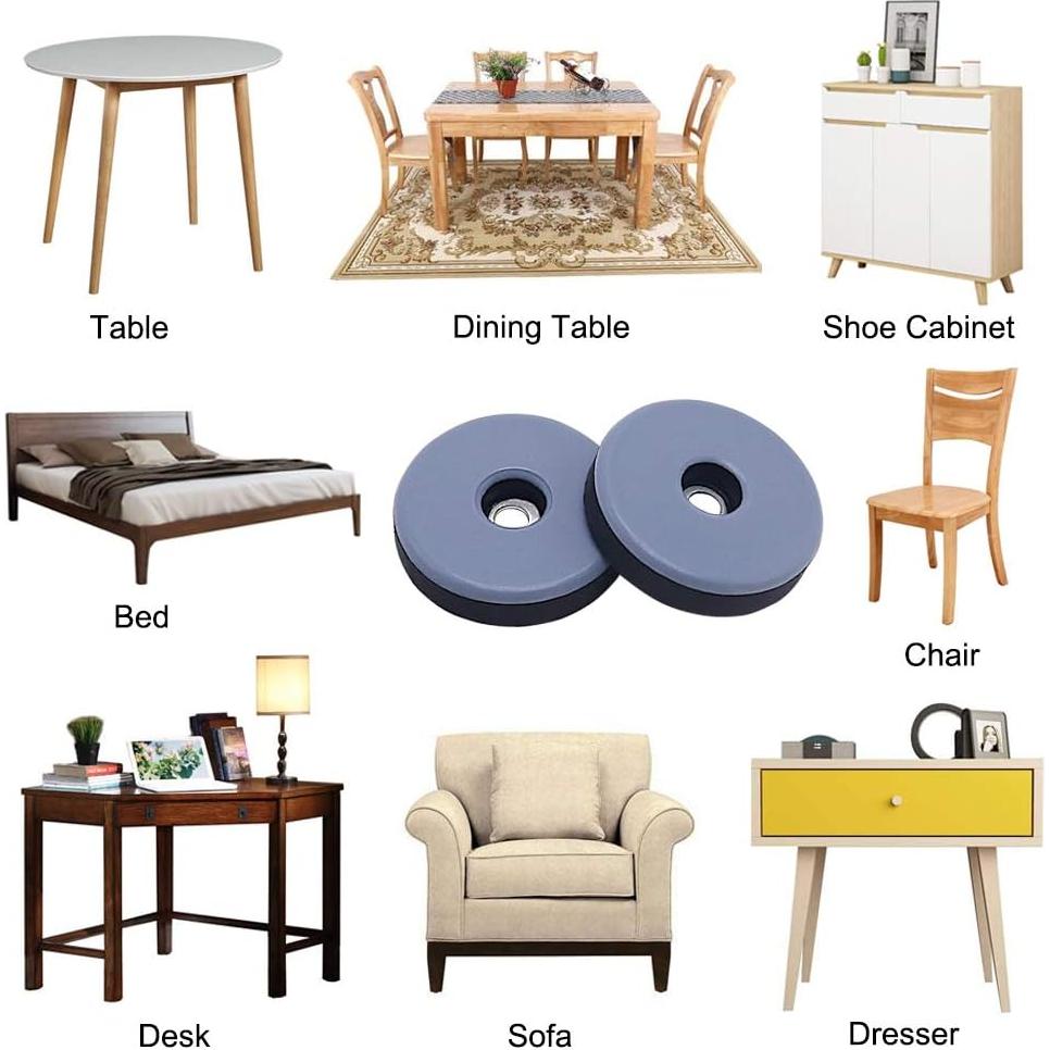 Deslizadores de Muebles de Teflón GINOYA 12pcs 38mm Reutilizables