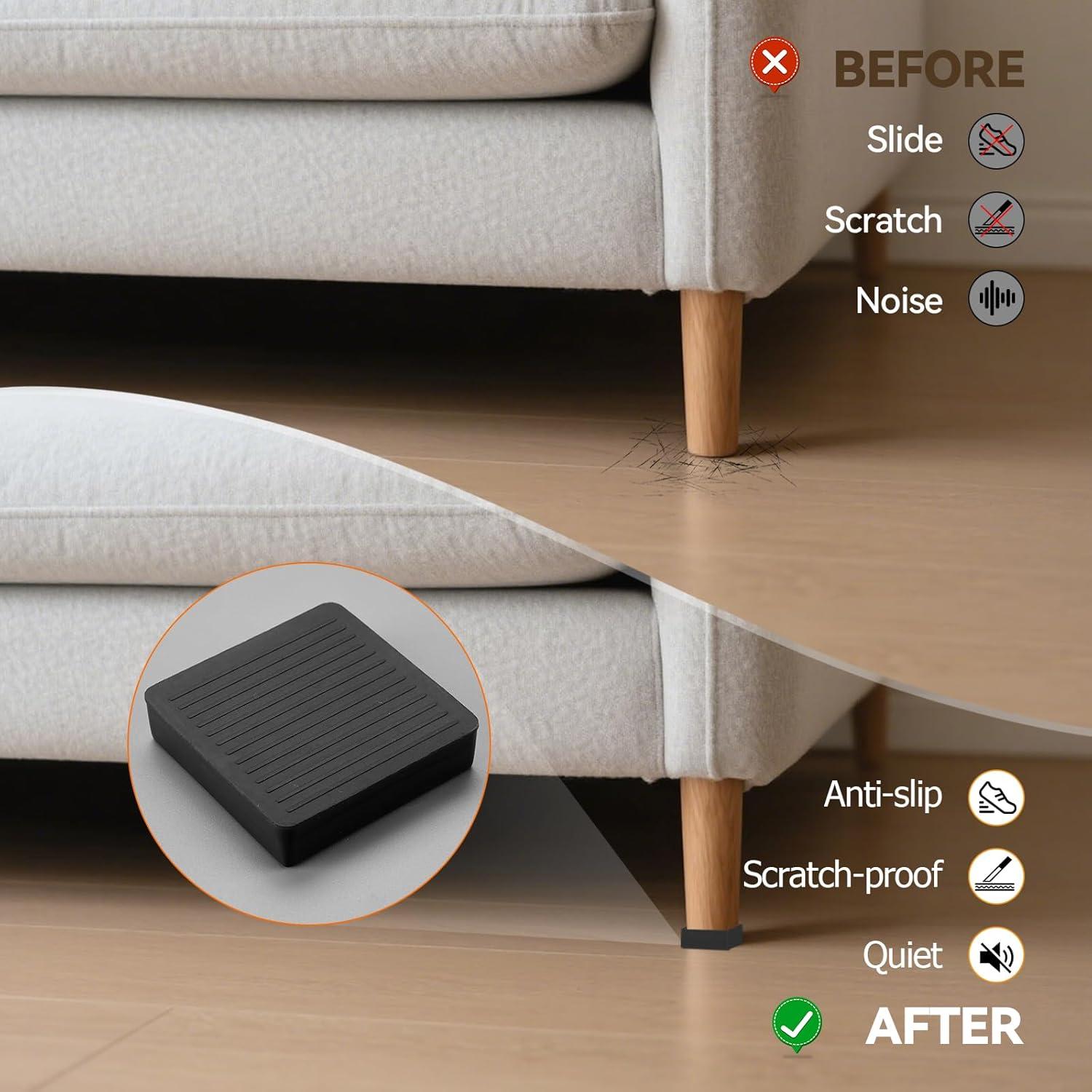 Almohadillas Antideslizantes de Mueble FurniMate 2" Cuadradas 4PCS