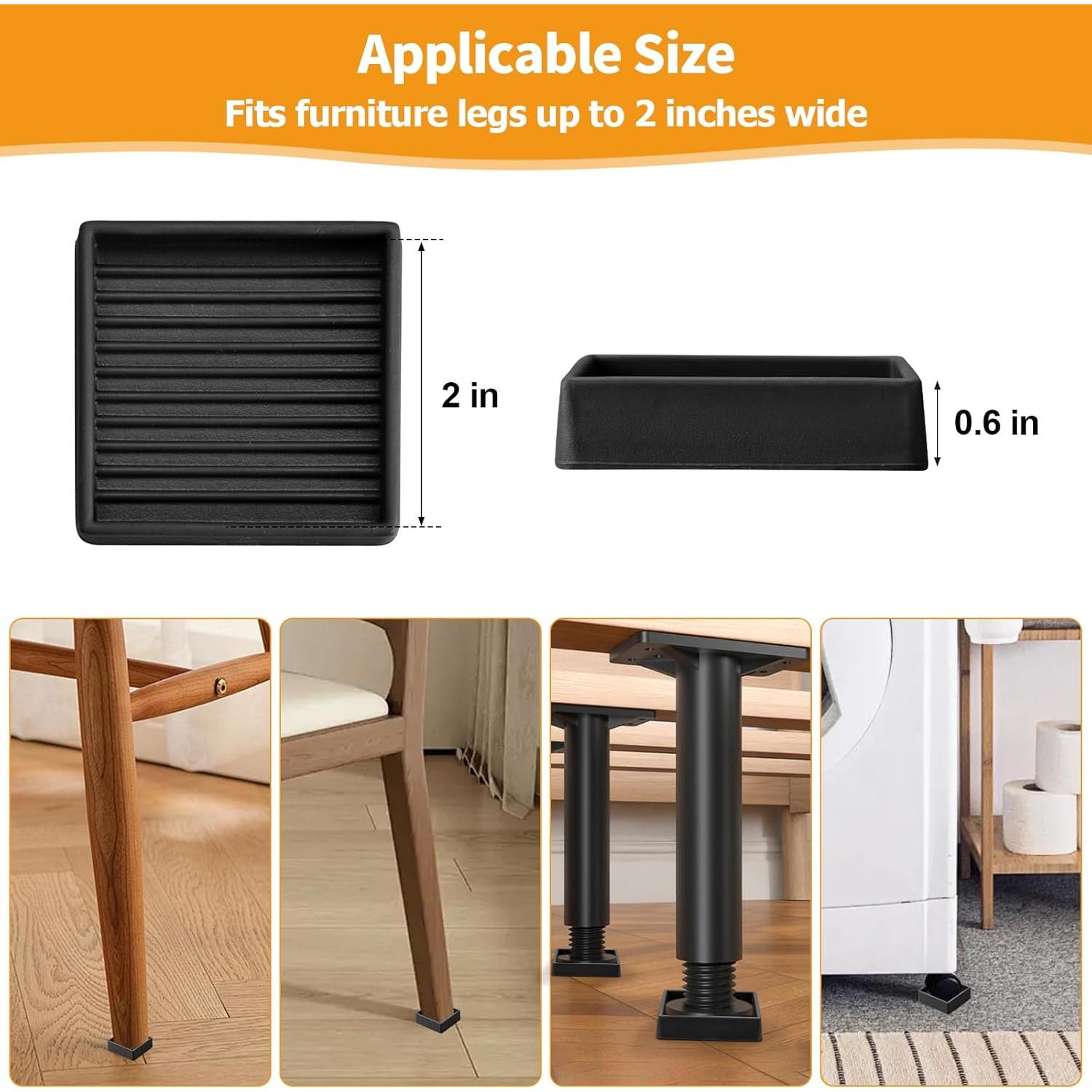 Almohadillas Antideslizantes de Mueble FurniMate 2" Cuadradas 4PCS