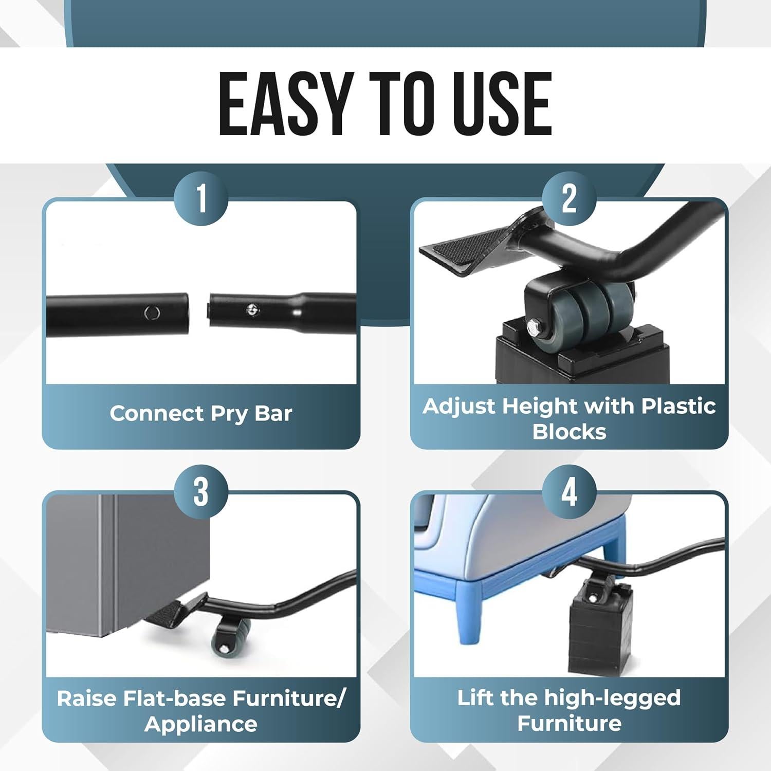 Juego de Herramientas para Levantar Muebles Talime - Palanca de Acero 250 kg