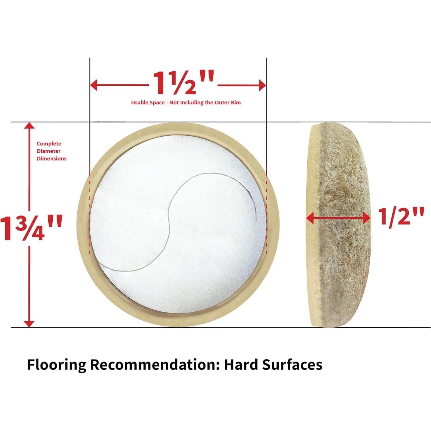 Deslizadores de Fieltro Formado Waxman 3.81 cm Beige - 20 Piezas