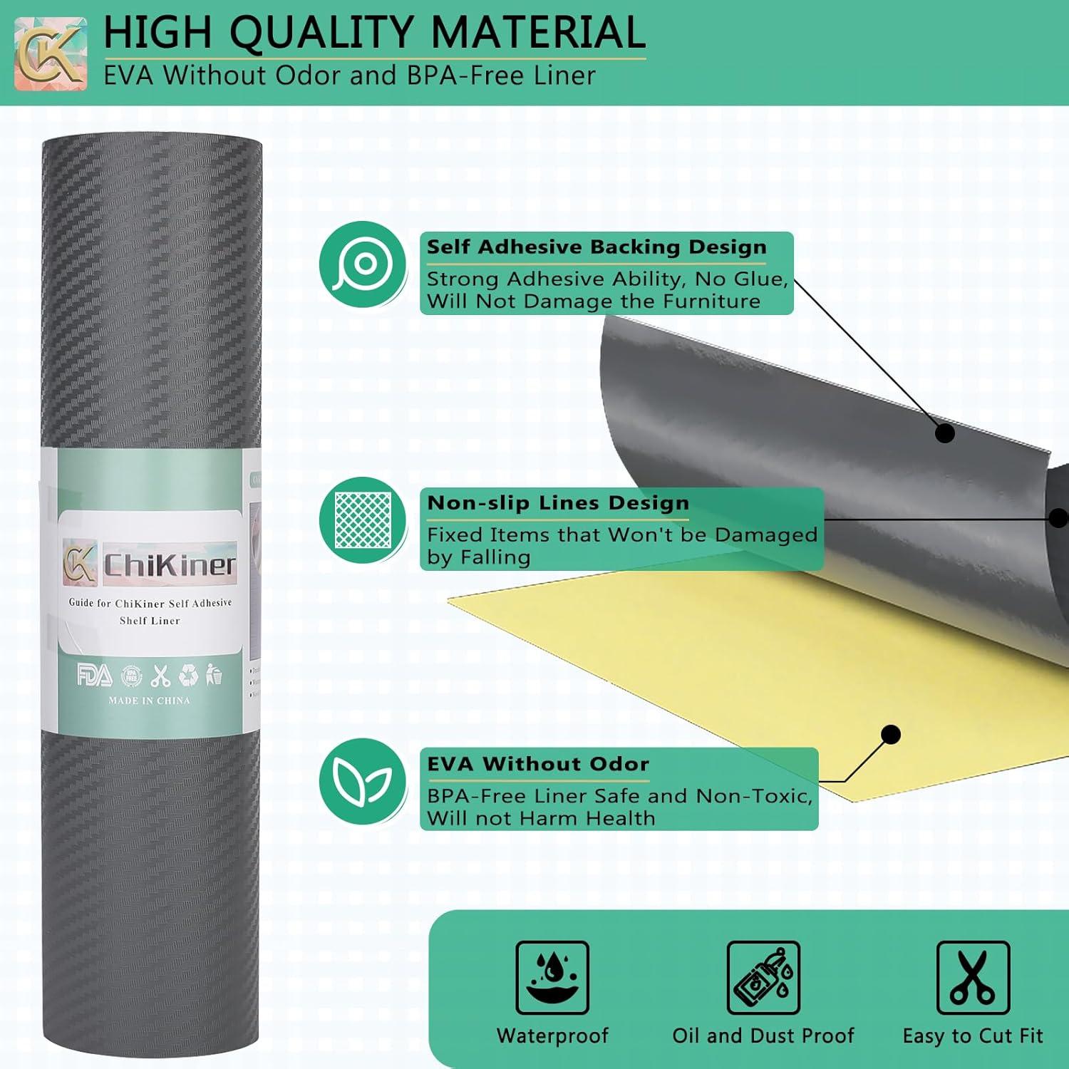 Forro de Estante Autoadhesivo ChiKiner Plata 30x300 cm Impermeable