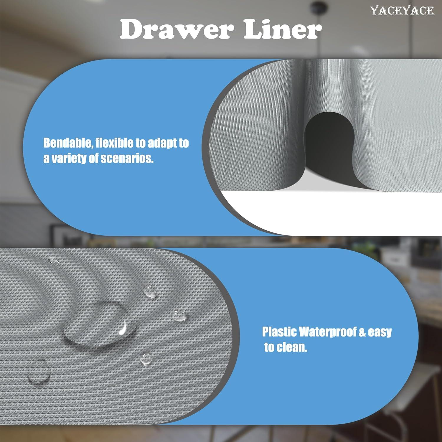 Forros de Estante Antideslizantes YACEYACE 30.48x365.76 cm Gris