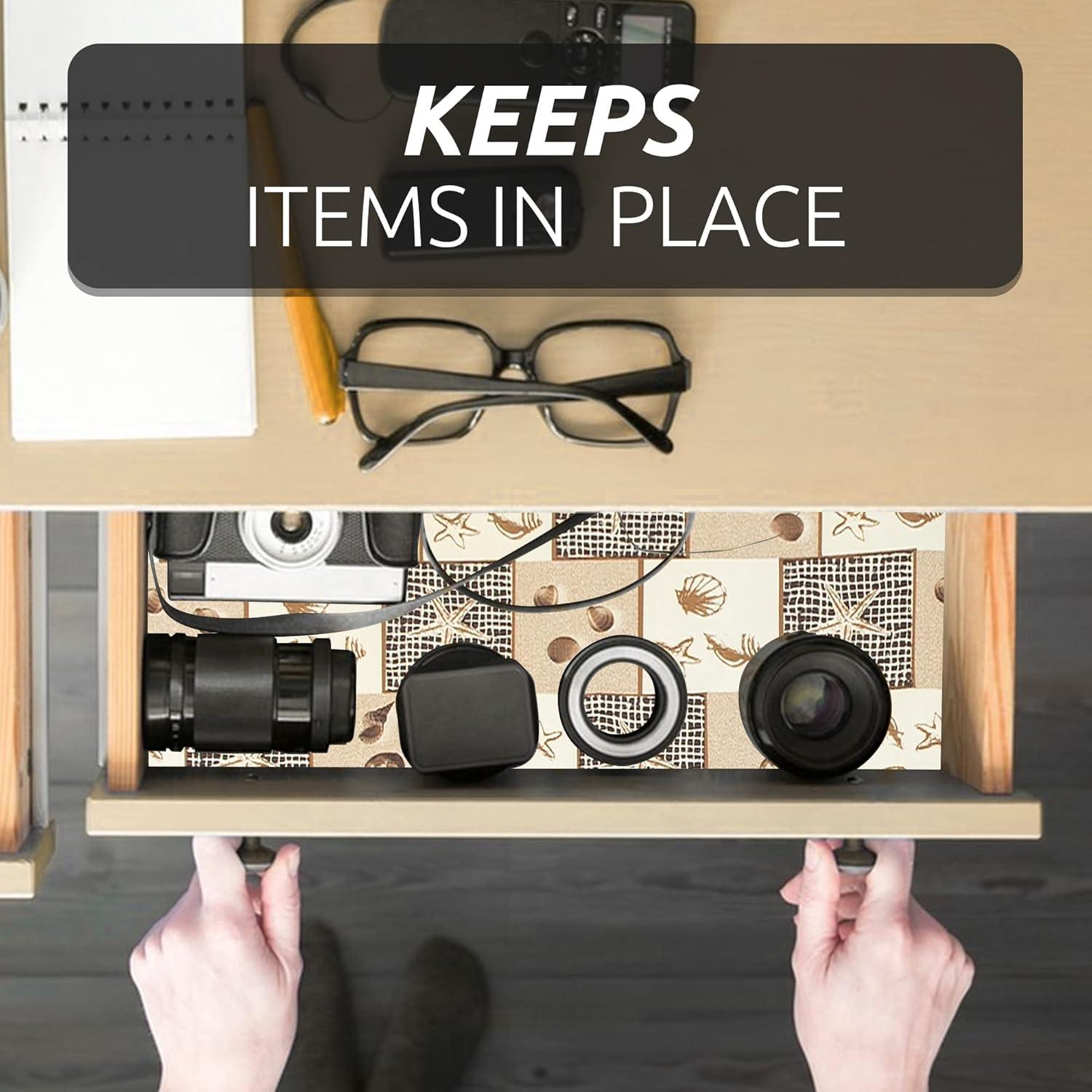 Forro de Estante FIFTY FEET 30x305 cm Floral Playa PVC Antideslizante