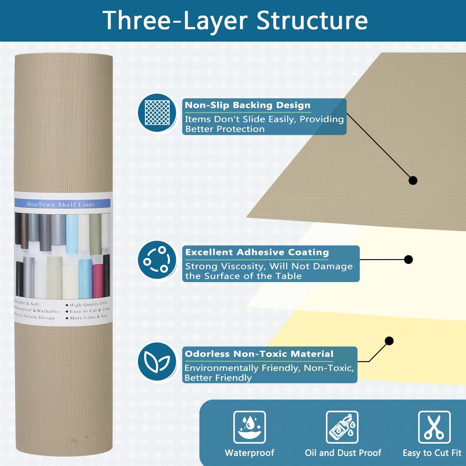 Forro de Estante Autoadhesivo HooTown Caqui 30x300 cm Impermeable