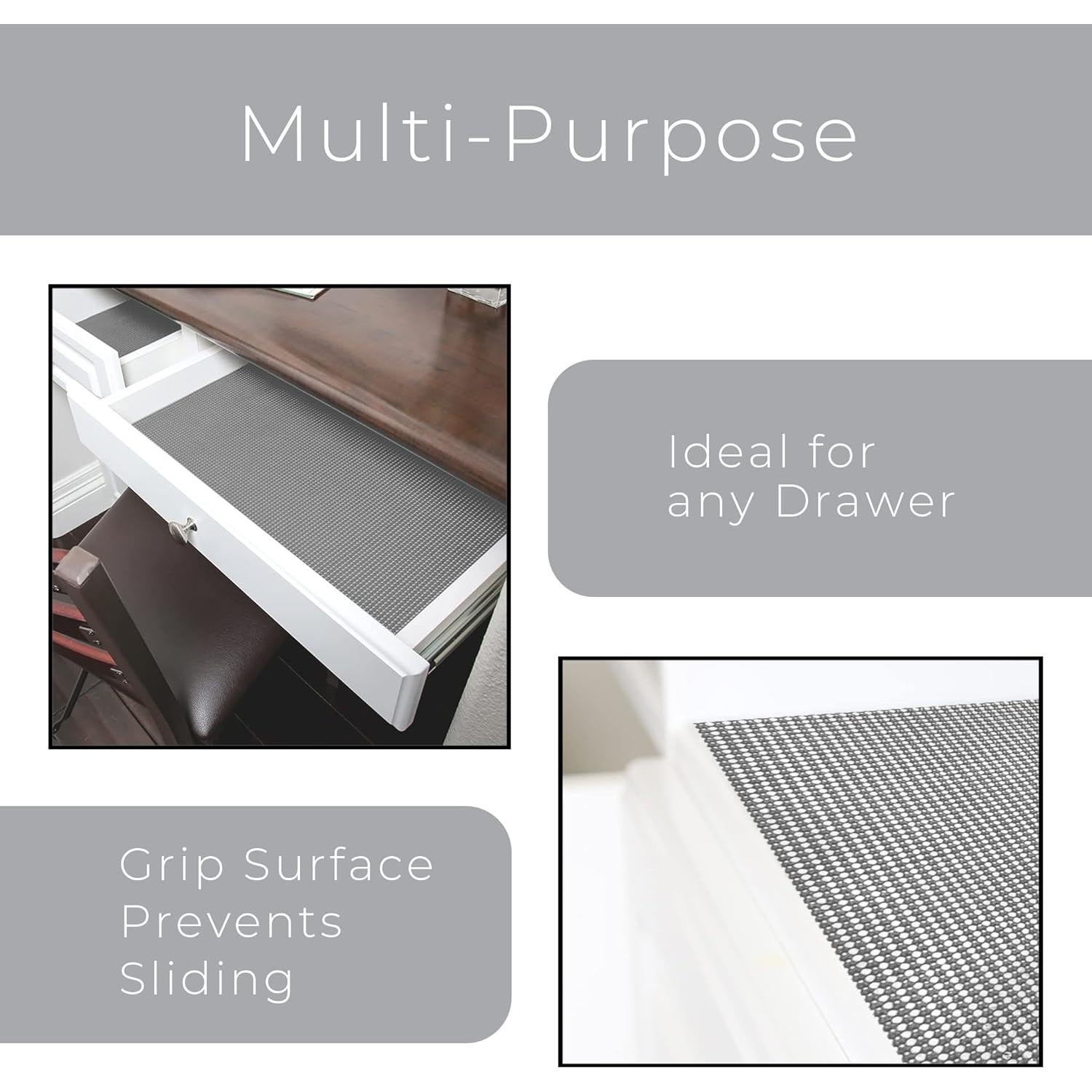Forro de Estante Antideslizante Diseño Inteligente 30.48x304.8cm Gris