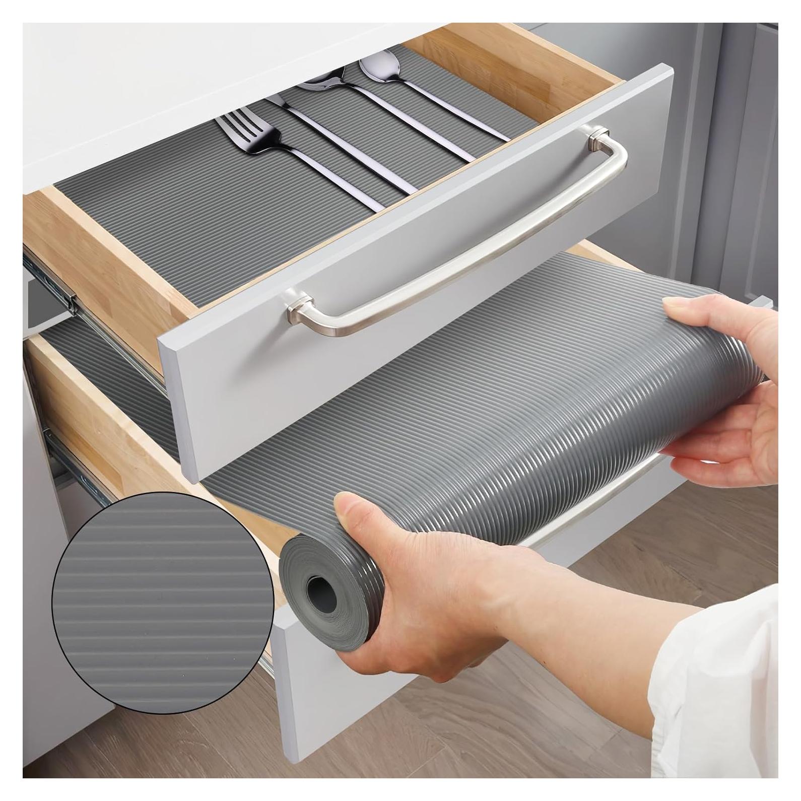 Forro de Estante Antideslizante EAQQWWY 30.48cm x 1.52m Gris