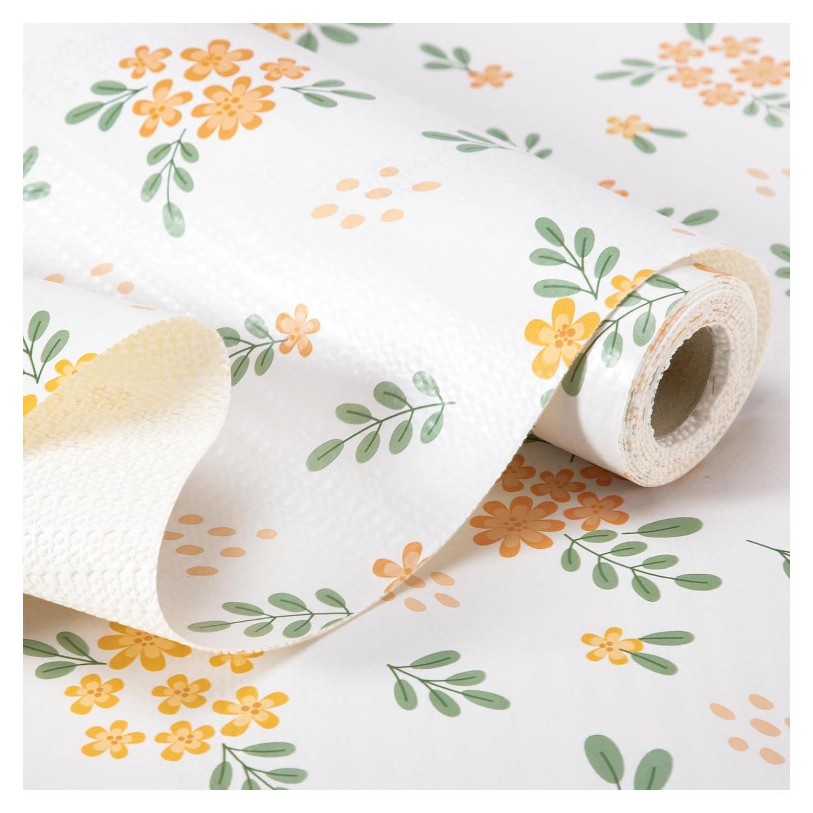 Forro de Estante No Adhesivo RAY STAR 30 cm x 3 m Floral Naranja