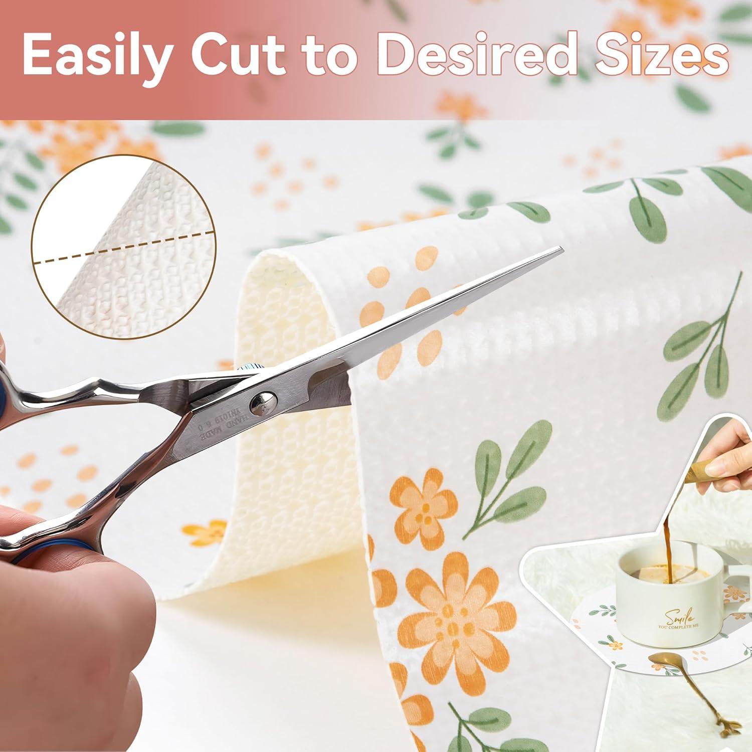 Forro de Estante No Adhesivo RAY STAR 30 cm x 3 m Floral Naranja