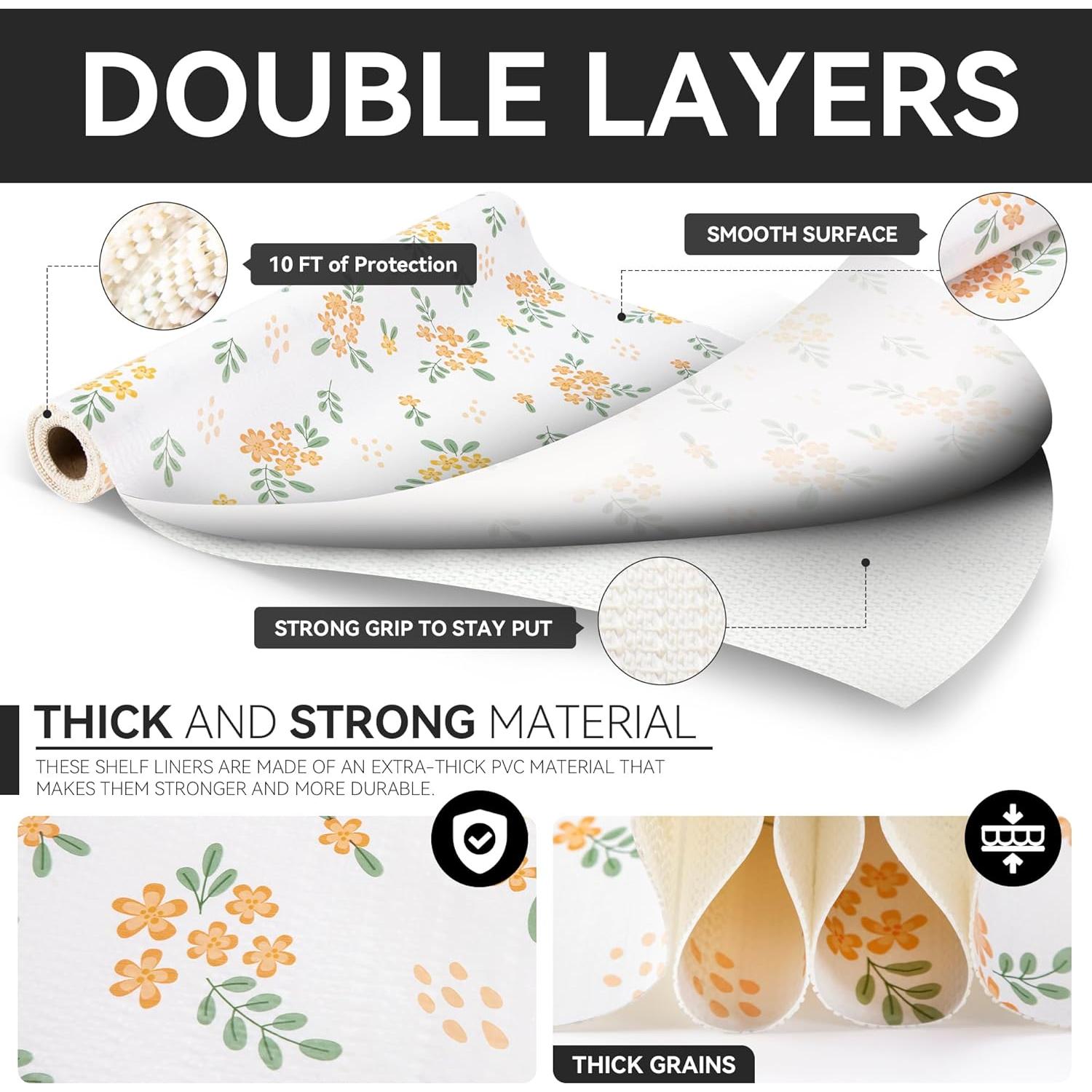 Forro de Estante No Adhesivo RAY STAR 30 cm x 3 m Floral Naranja