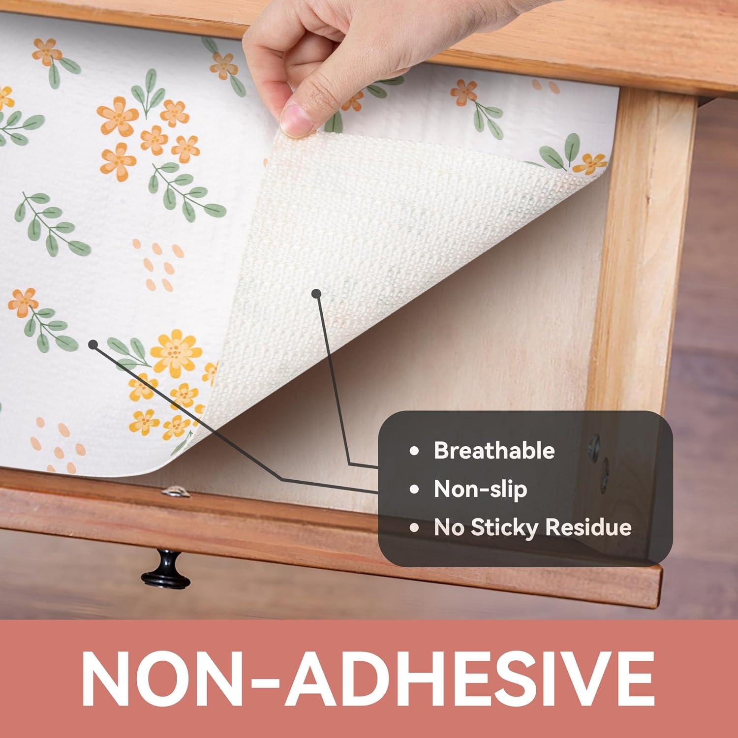 Forro de Estante No Adhesivo RAY STAR 30 cm x 3 m Floral Naranja