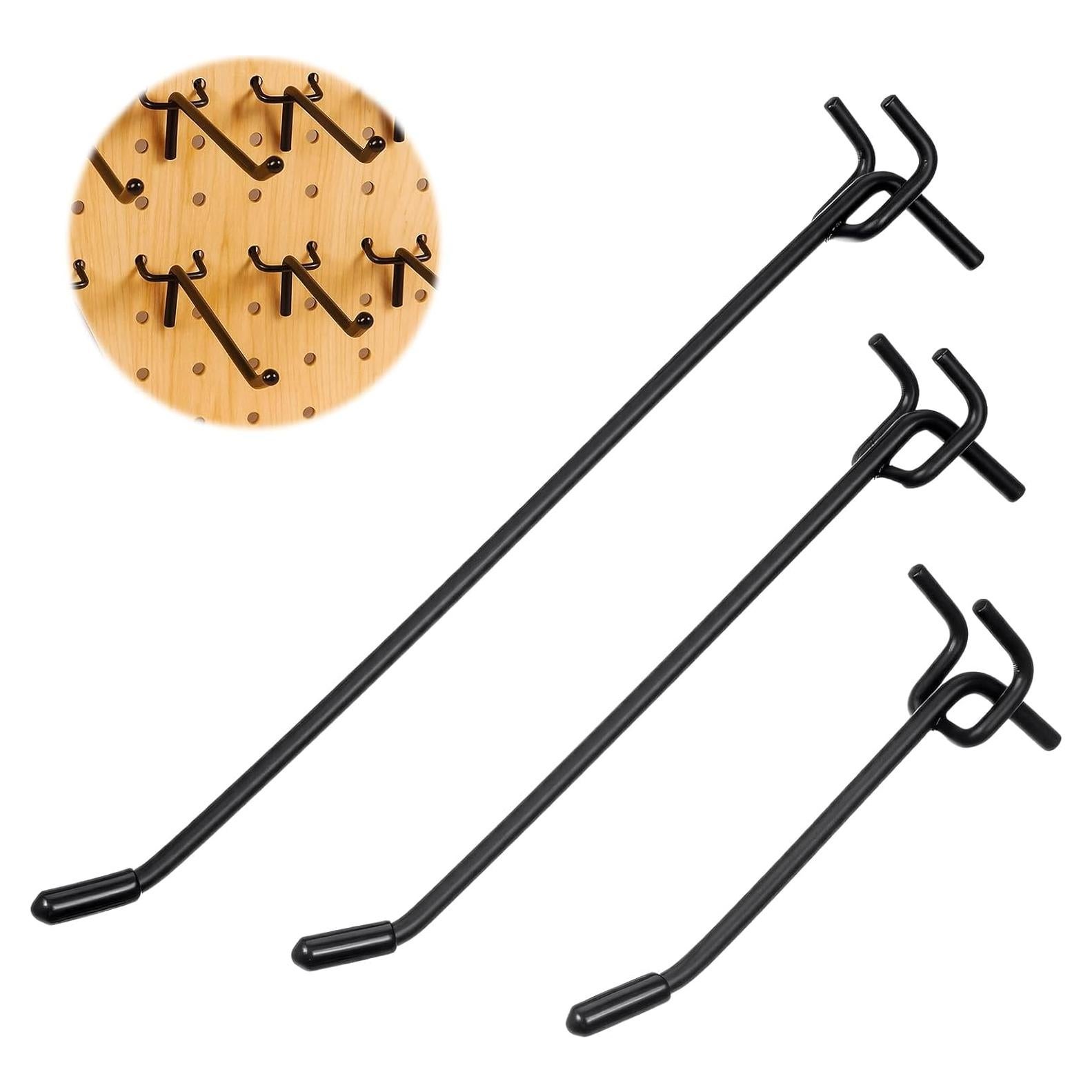 60 Ganchos de Tablero Perforado Molain Negros Alta Resistencia