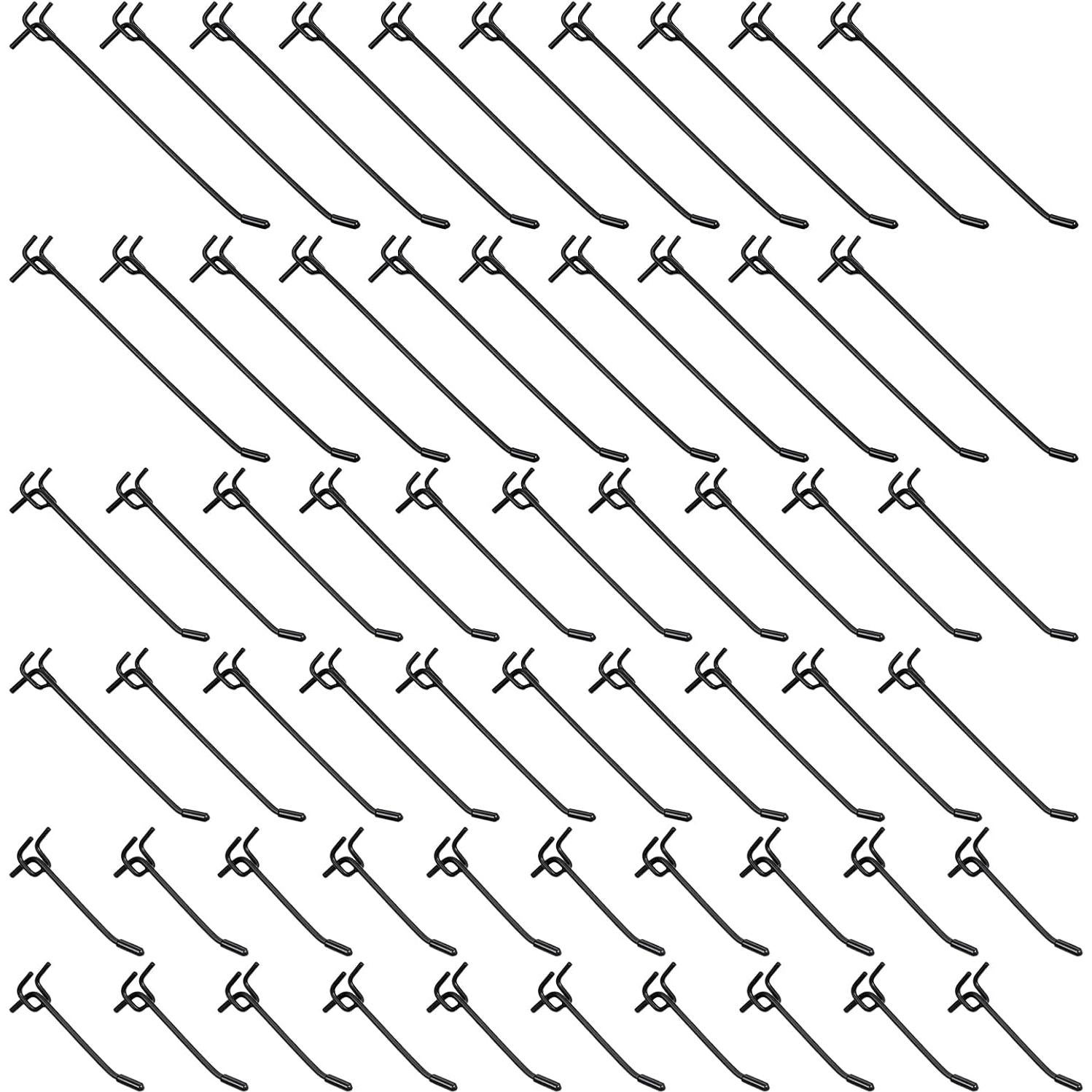 60 Ganchos de Tablero Perforado Molain Negros Alta Resistencia