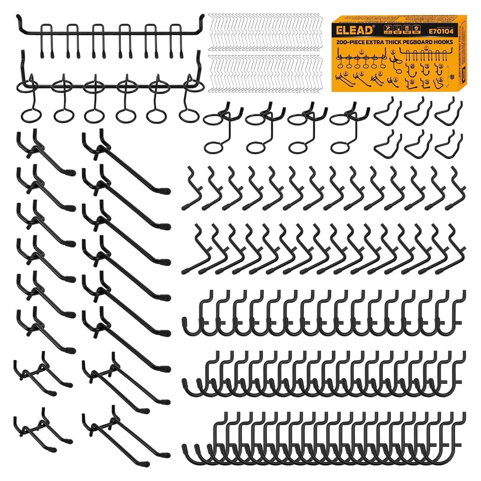 Juego de Ganchos para Tablero de Clavos ELEAD 200 Piezas 31.75 kg