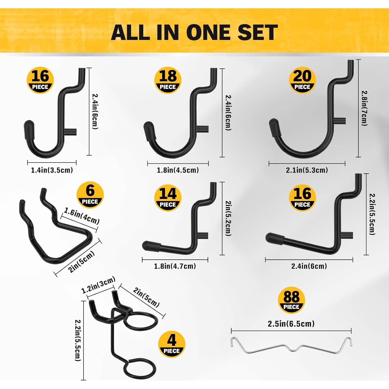 Juego de Ganchos para Tablero de Clavos ELEAD 200 Piezas 31.75 kg