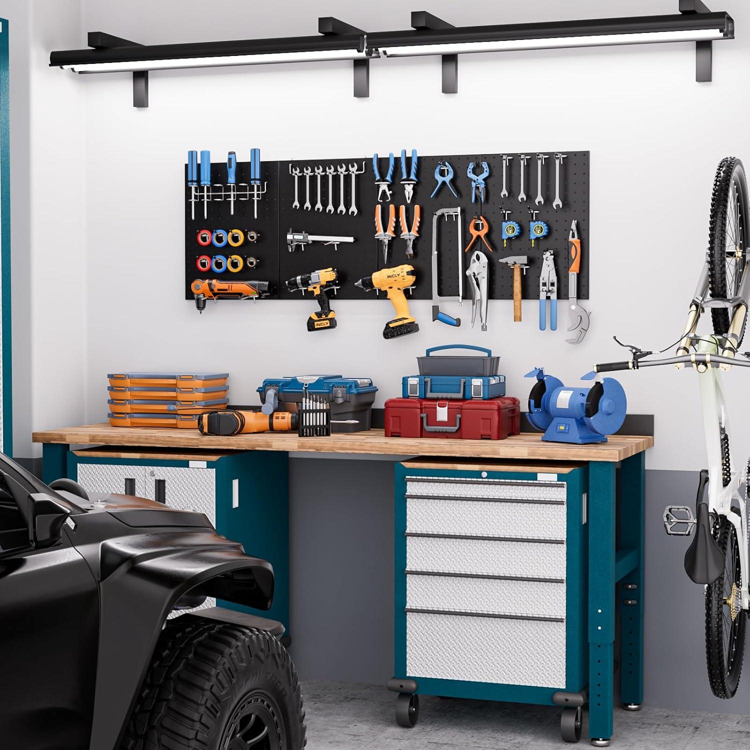 Organizador de Pared INCLY 70PCS con Tablero Perforado Negro