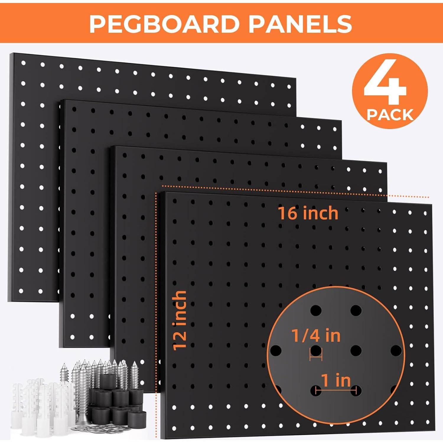 Organizador de Pared INCLY 70PCS con Tablero Perforado Negro