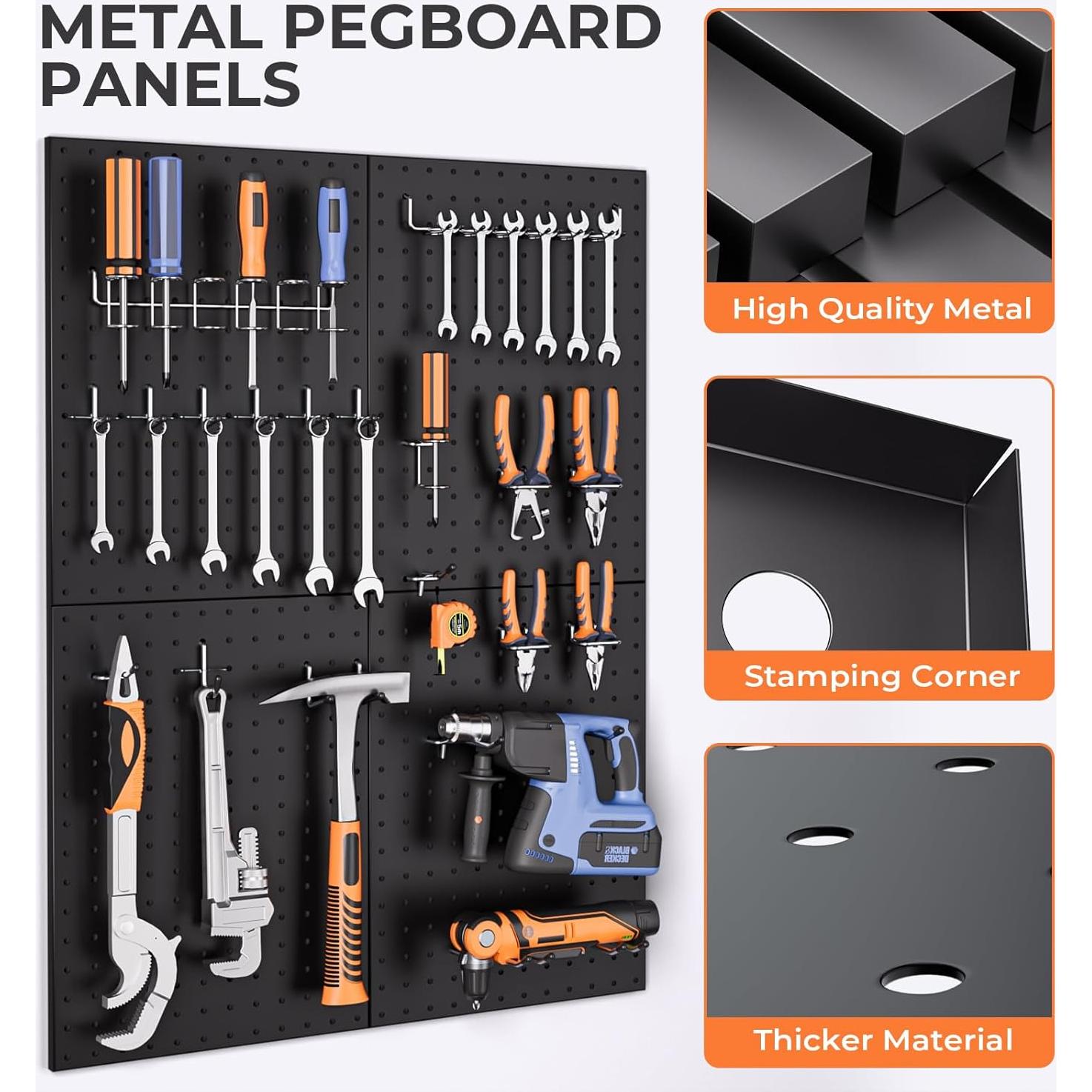 Organizador de Pared INCLY 70PCS con Tablero Perforado Negro