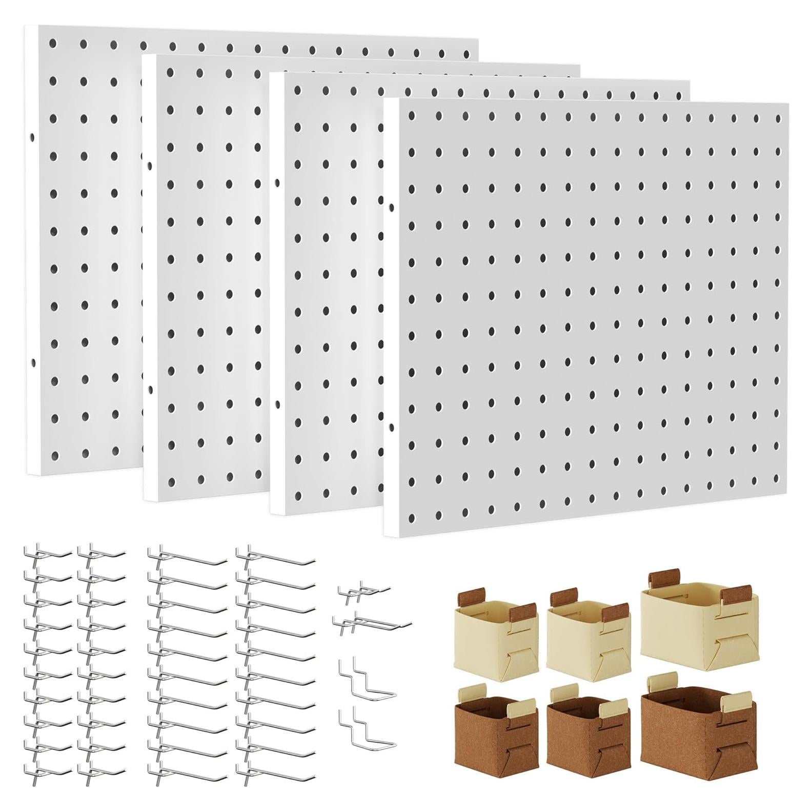 Tablero de Clavos Spampur 4 Pcs con Ganchos Metal Blanco