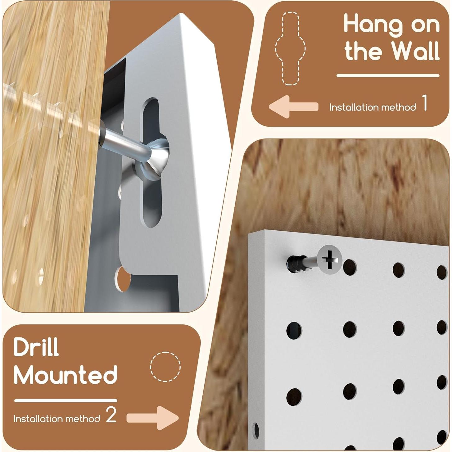 Tablero de Clavos Spampur 4 Pcs con Ganchos Metal Blanco