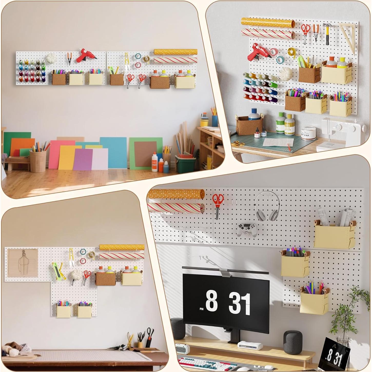 Tablero de Clavos Spampur 4 Pcs con Ganchos Metal Blanco