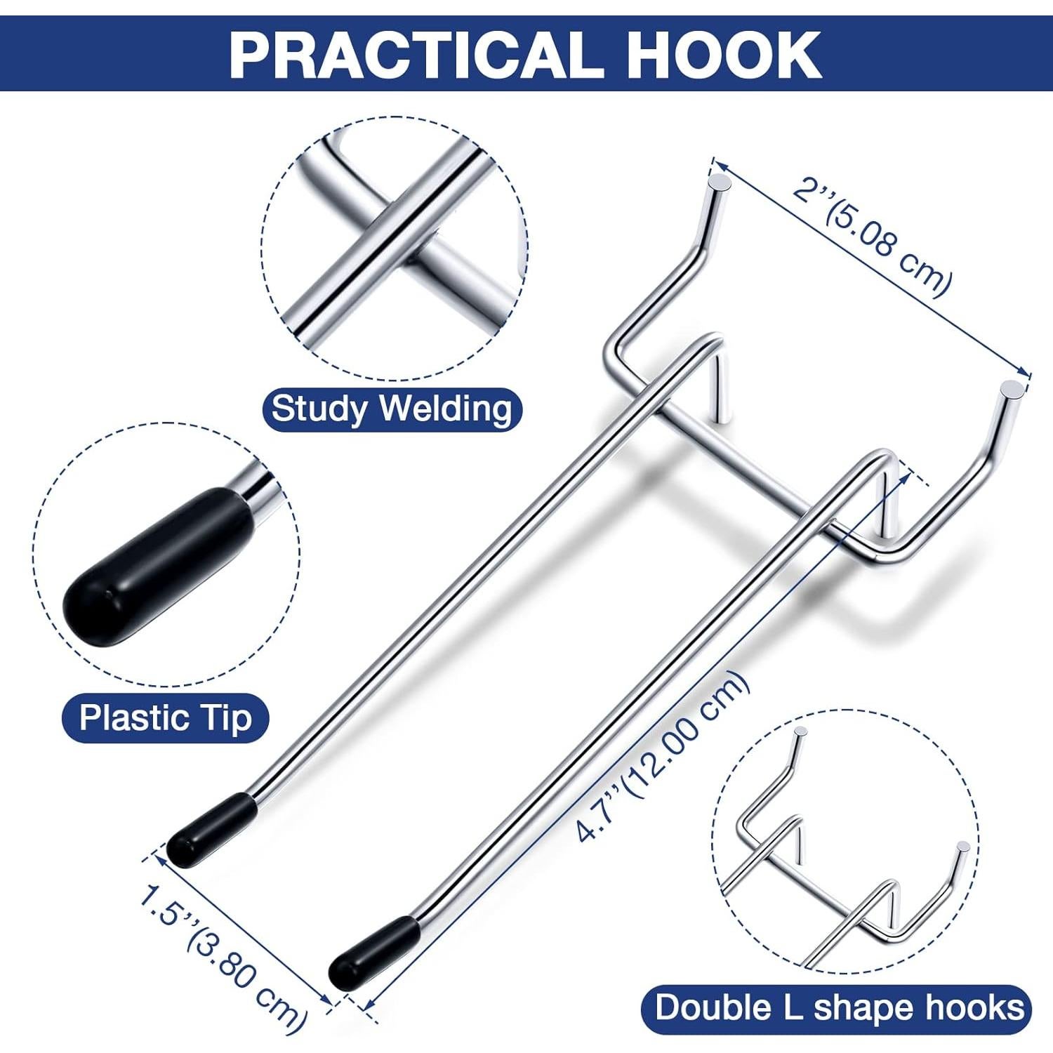 Paquete de 50 Ganchos Doble Brazo Shimeyao para Tablero de Clavos