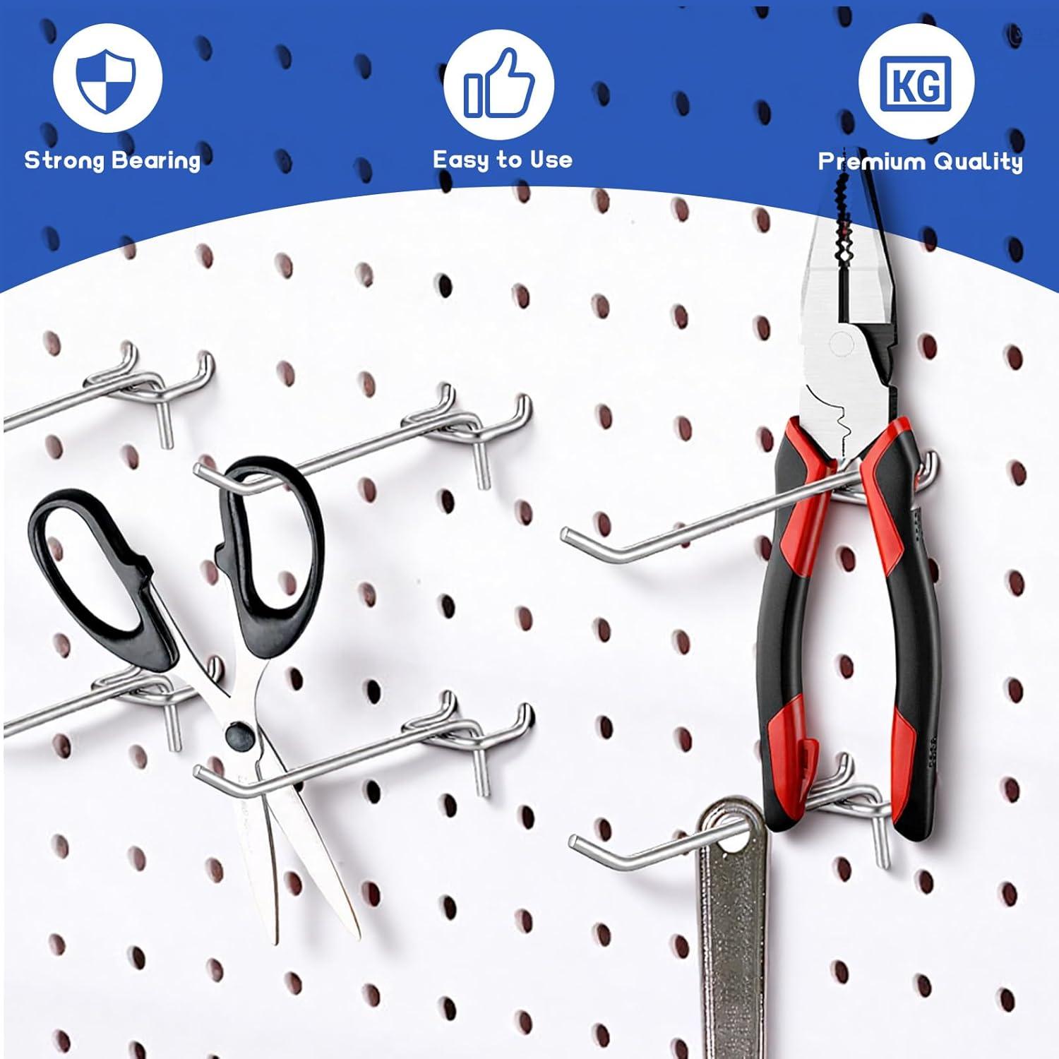 100 Ganchos de Acero Inoxidable LIQWEI para Tablero de Clavos 10 cm