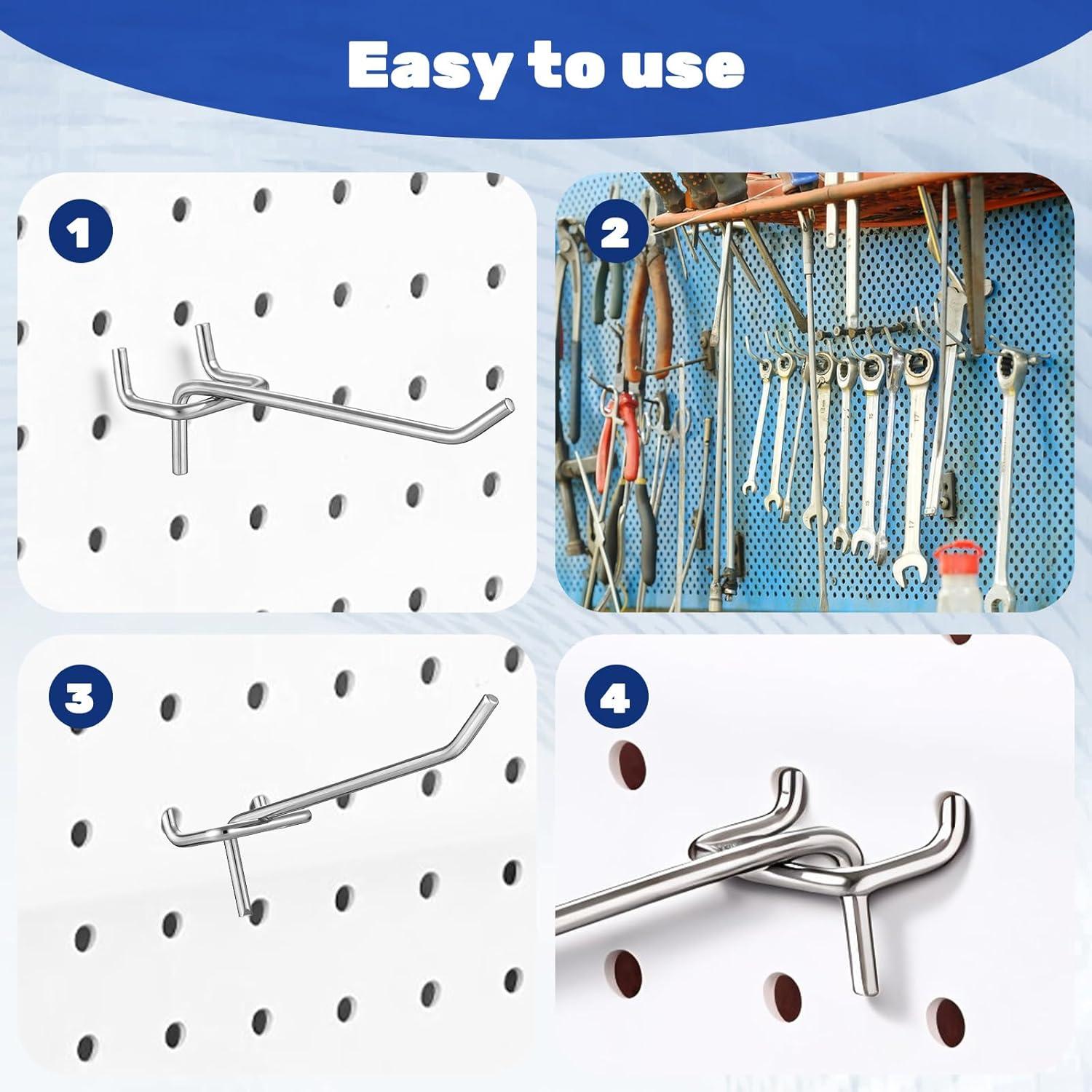 100 Ganchos de Acero Inoxidable LIQWEI para Tablero de Clavos 10 cm