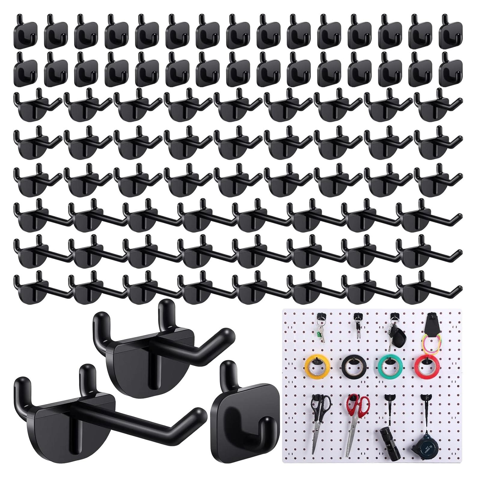 Ganchos de Tablero de Clavos Roowest 84 Pcs Plástico Negro