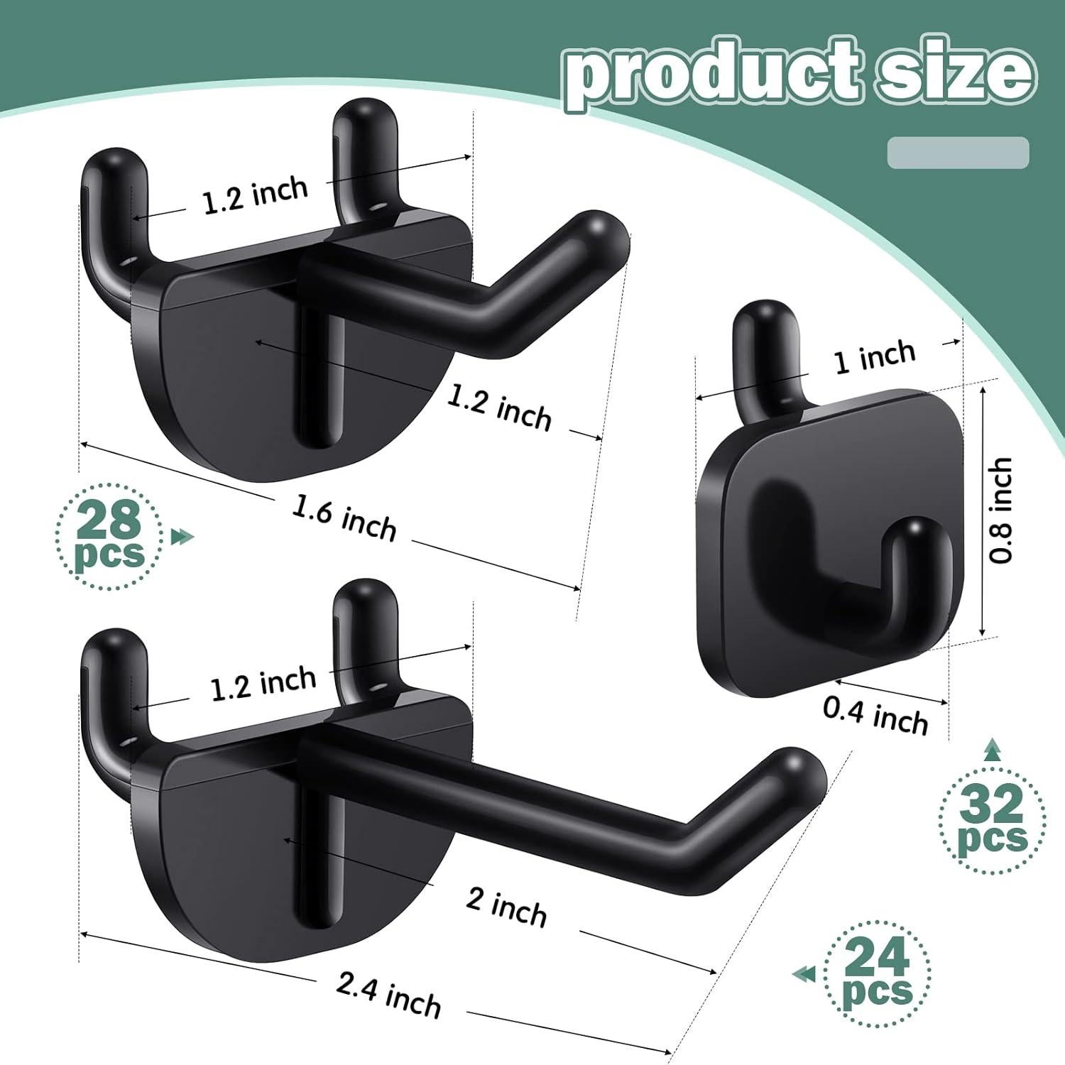 Ganchos de Tablero de Clavos Roowest 84 Pcs Plástico Negro