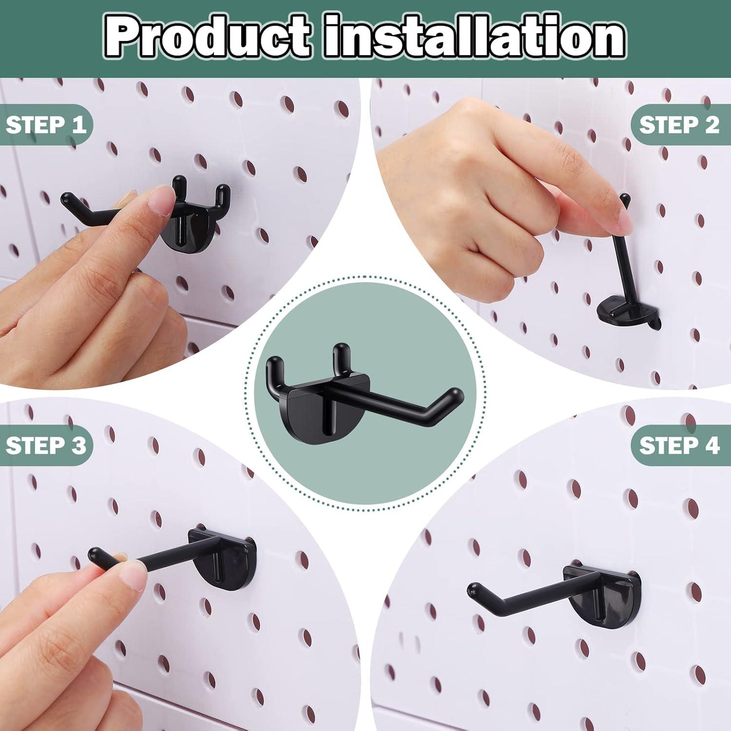 Ganchos de Tablero de Clavos Roowest 84 Pcs Plástico Negro