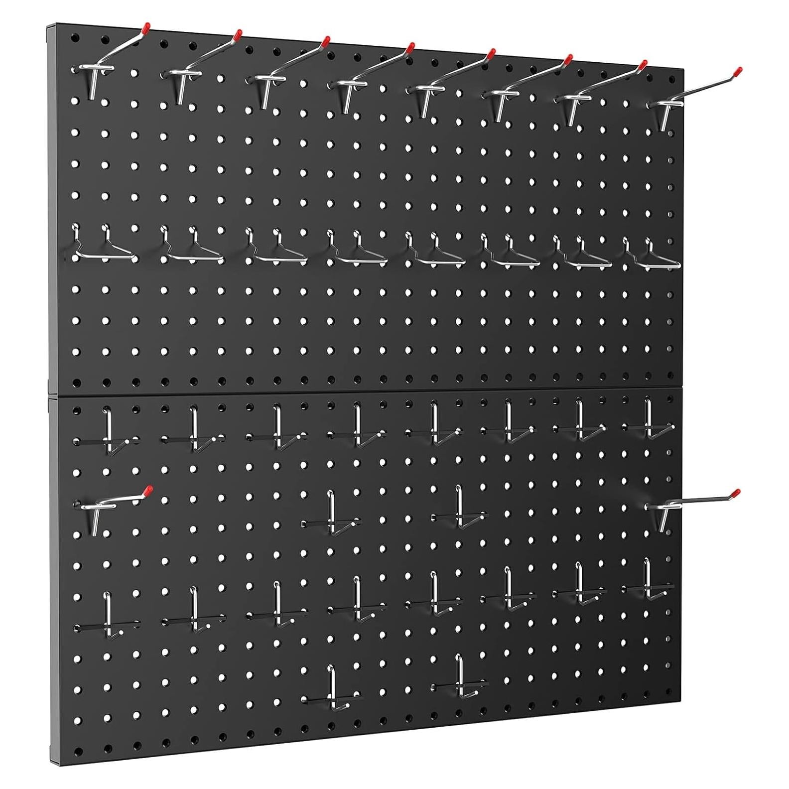Organizador de Pared de Metal TORACK 61x61 cm 70 Ganchos Negro