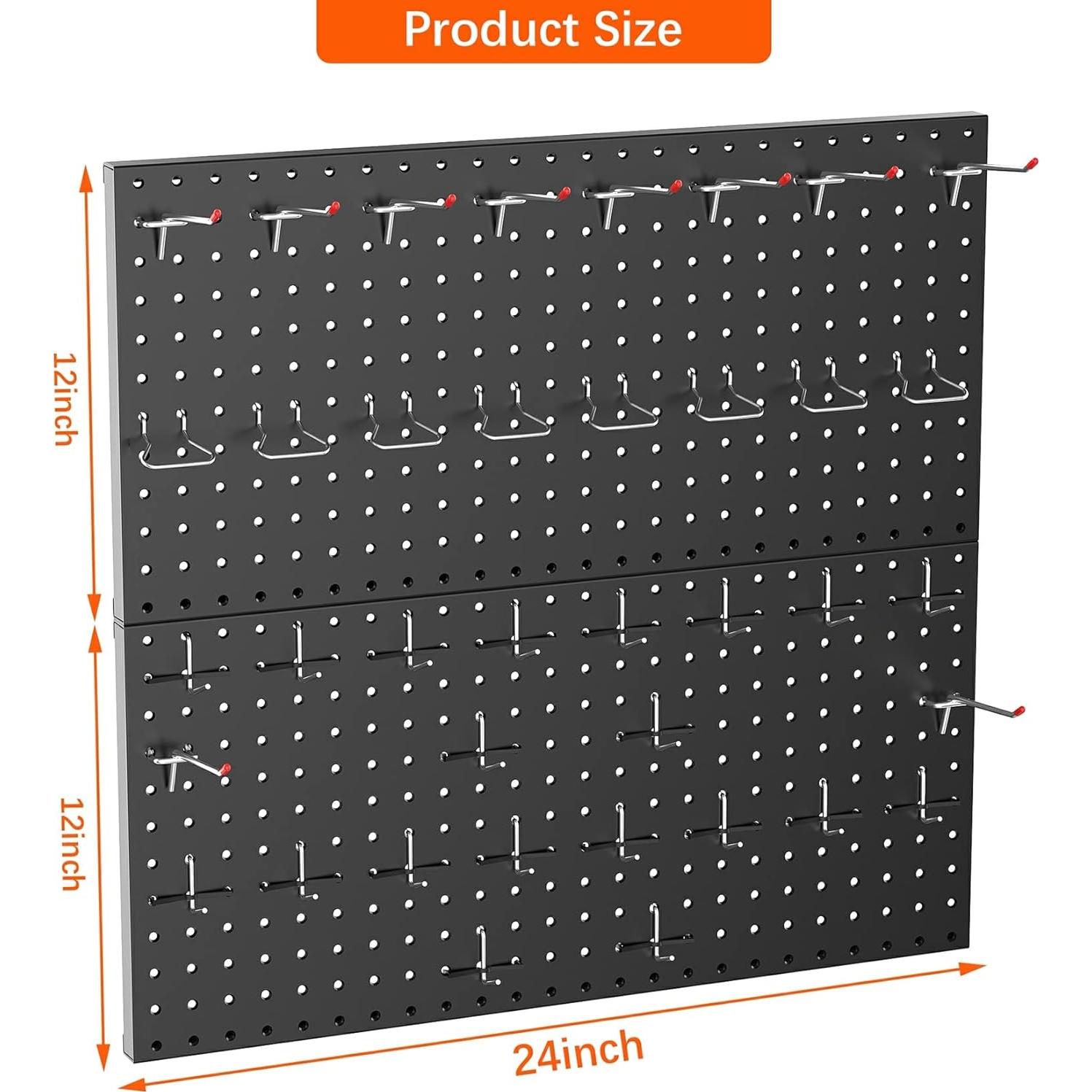 Organizador de Pared de Metal TORACK 61x61 cm 70 Ganchos Negro