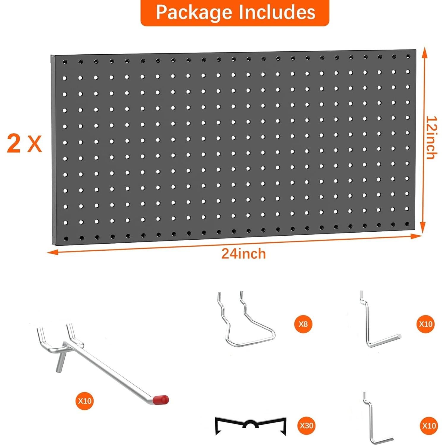 Organizador de Pared de Metal TORACK 61x61 cm 70 Ganchos Negro