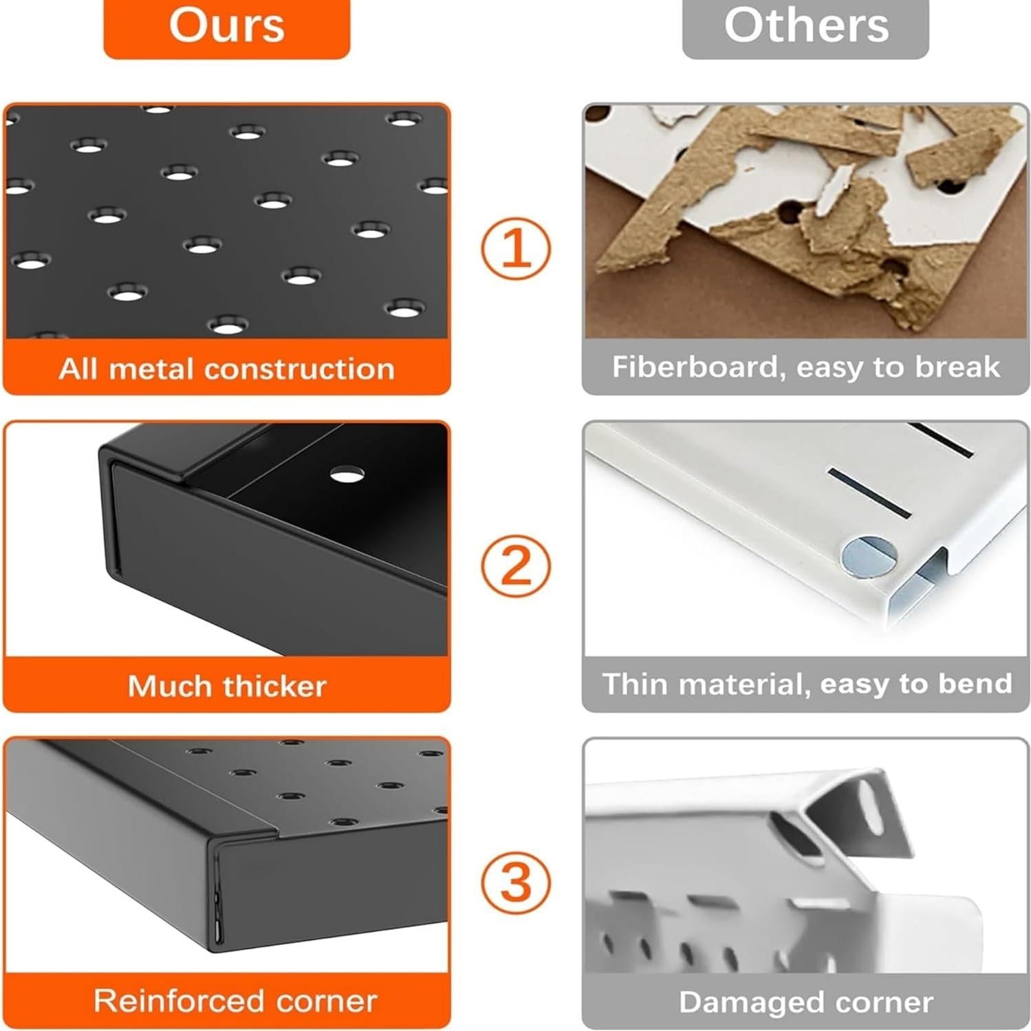 Organizador de Pared de Metal TORACK 61x61 cm 70 Ganchos Negro