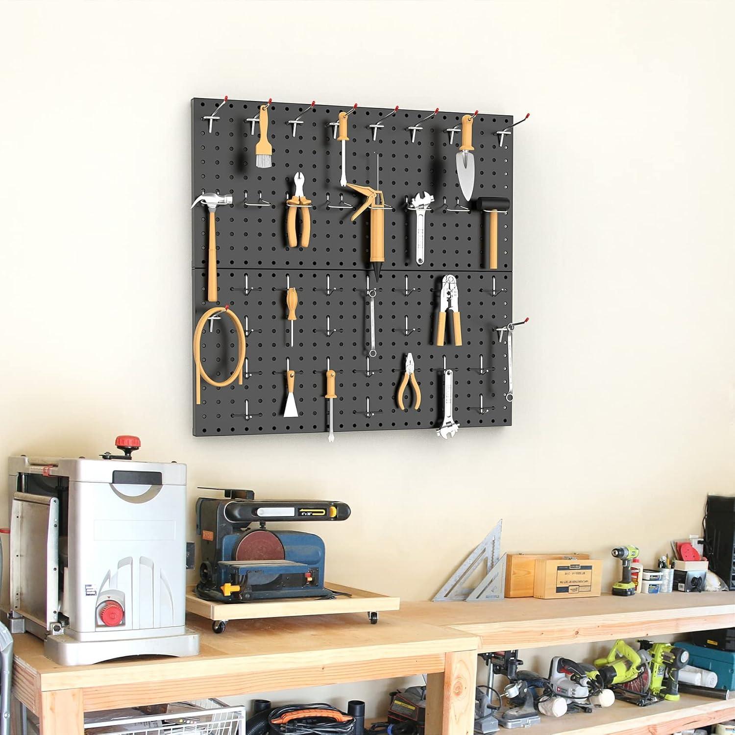 Organizador de Pared de Metal TORACK 61x61 cm 70 Ganchos Negro