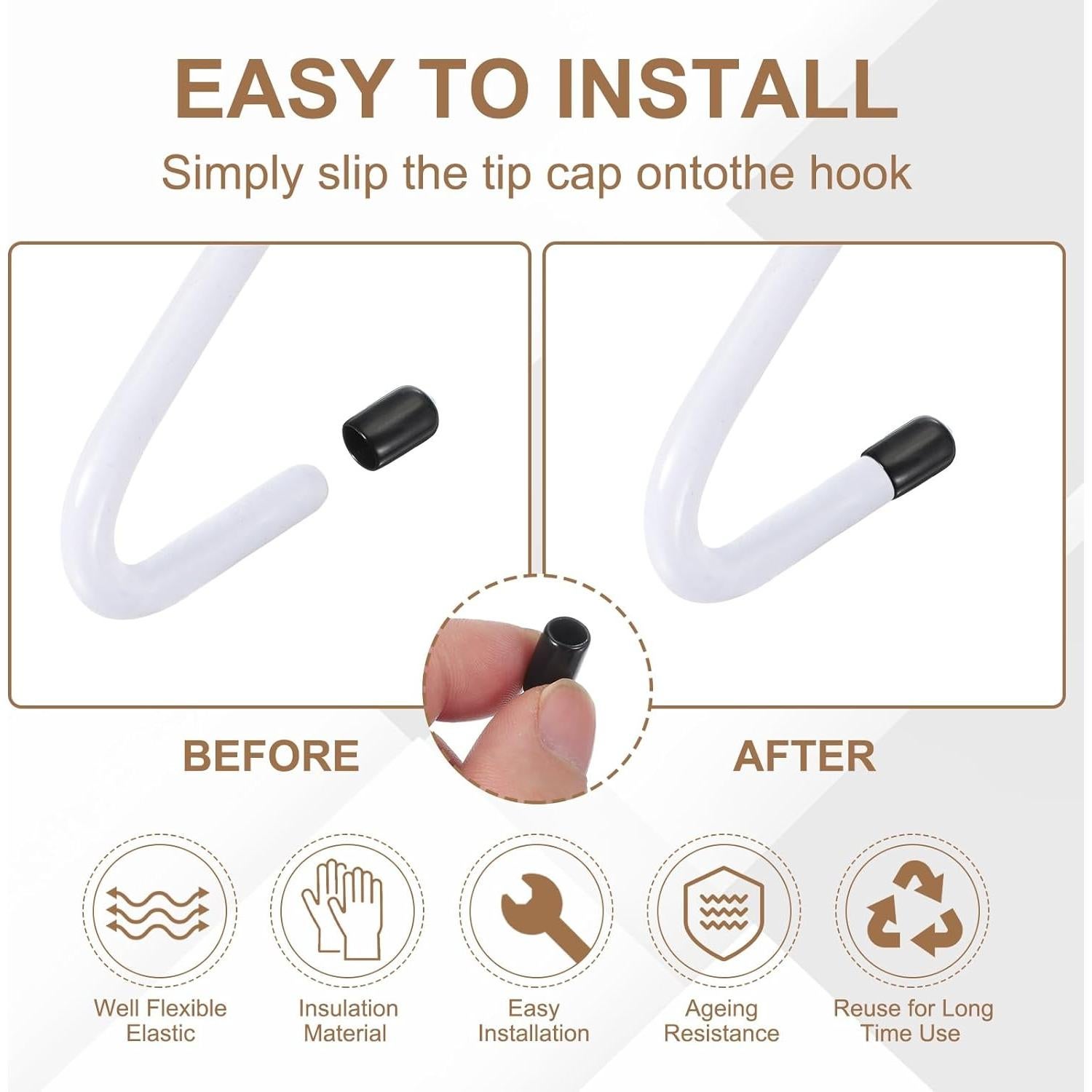 50 Tapones de Goma para Ganchos de Tablero uxcell 8mm Negro