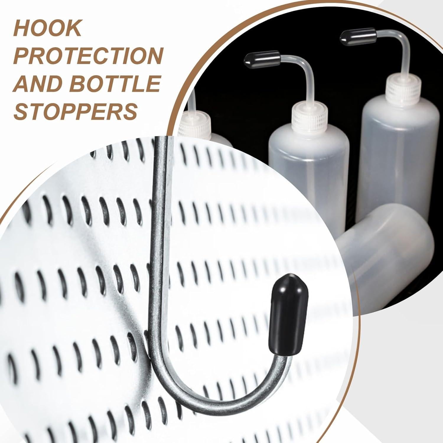 50 Tapones de Goma para Ganchos de Tablero uxcell 8mm Negro