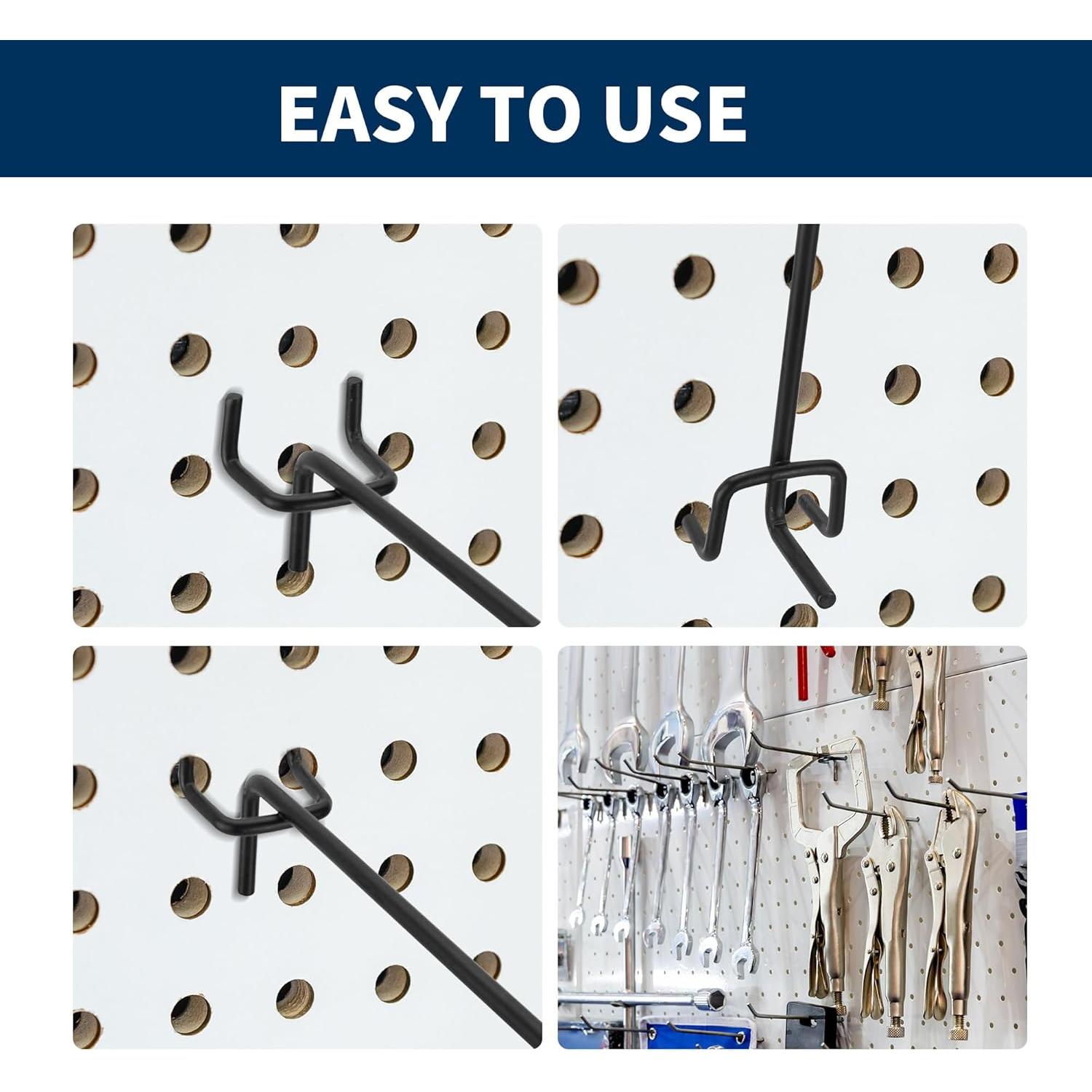 80 Ganchos de Metal Negro para Tablero de Clavos KEJJNYER 10 cm