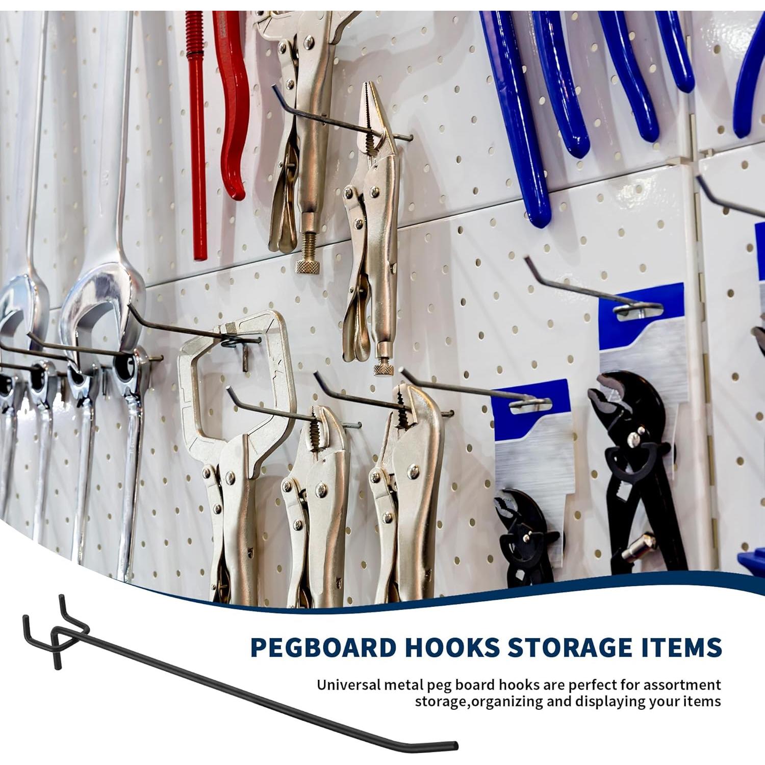 80 Ganchos de Metal Negro para Tablero de Clavos KEJJNYER 10 cm