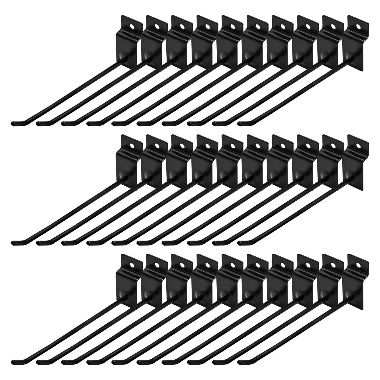 30 Ganchos Slatwall 20cm Yauhar Negro Acero Inoxidable