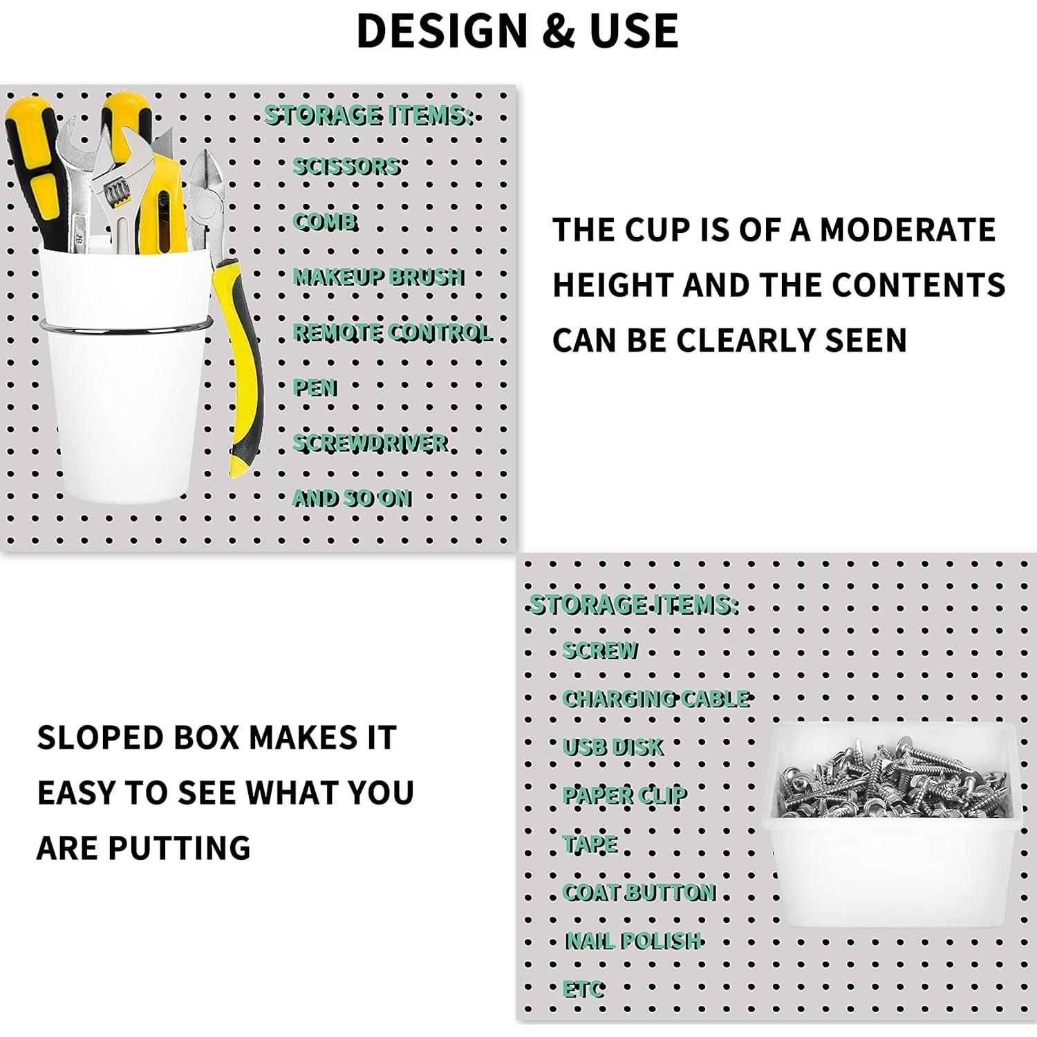 Juego de 6 Tazas y Contenedores de Pegboard Kuhome Blanco