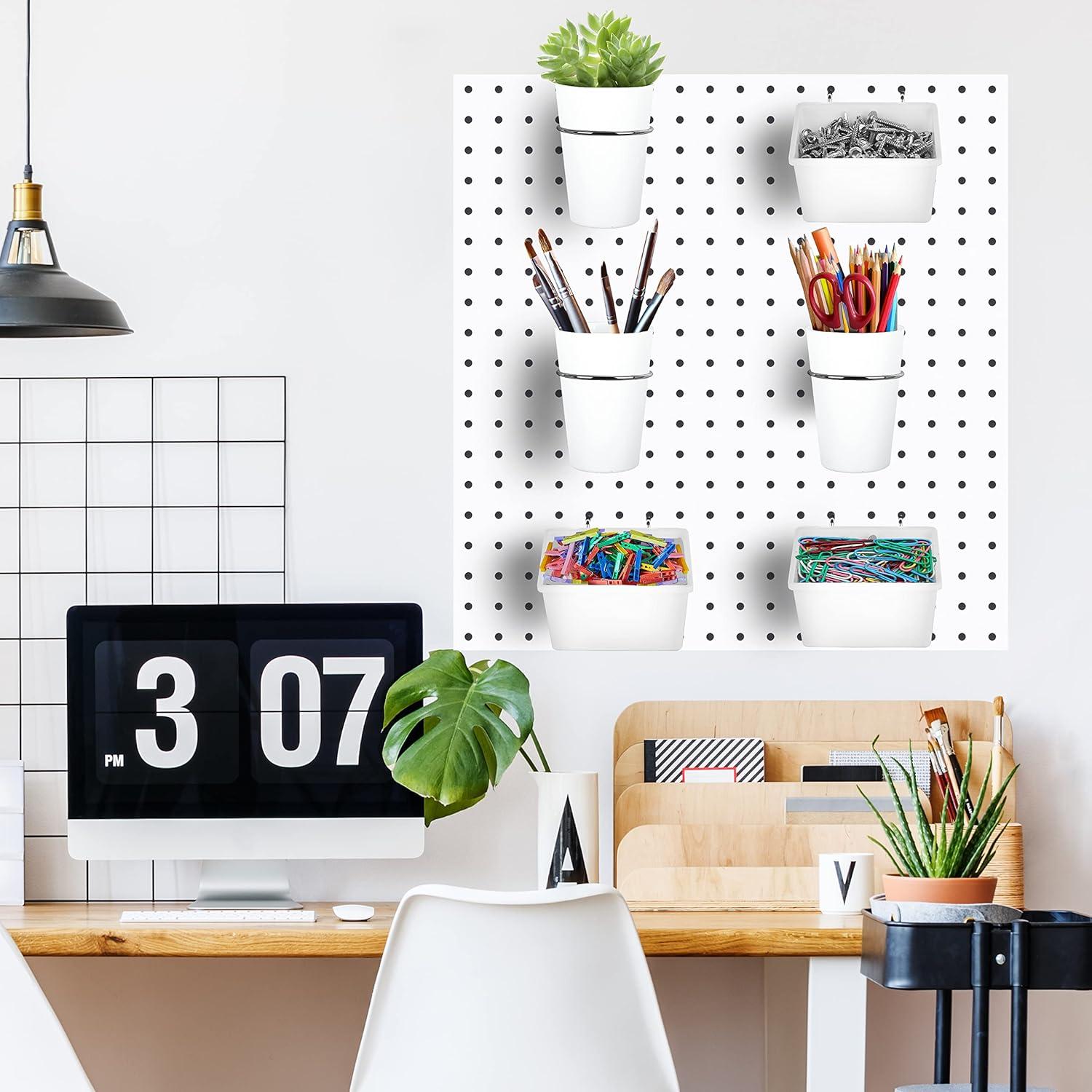 Juego de 6 Tazas y Contenedores de Pegboard Kuhome Blanco