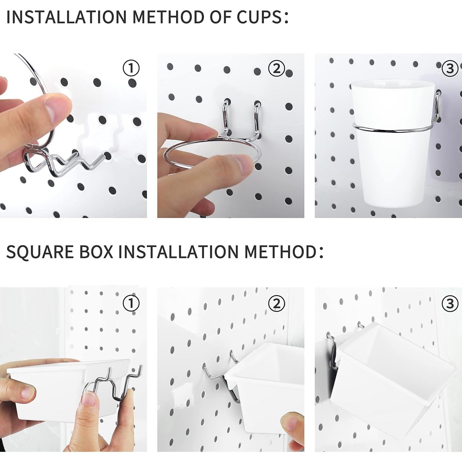 Juego de 6 Tazas y Contenedores de Pegboard Kuhome Blanco
