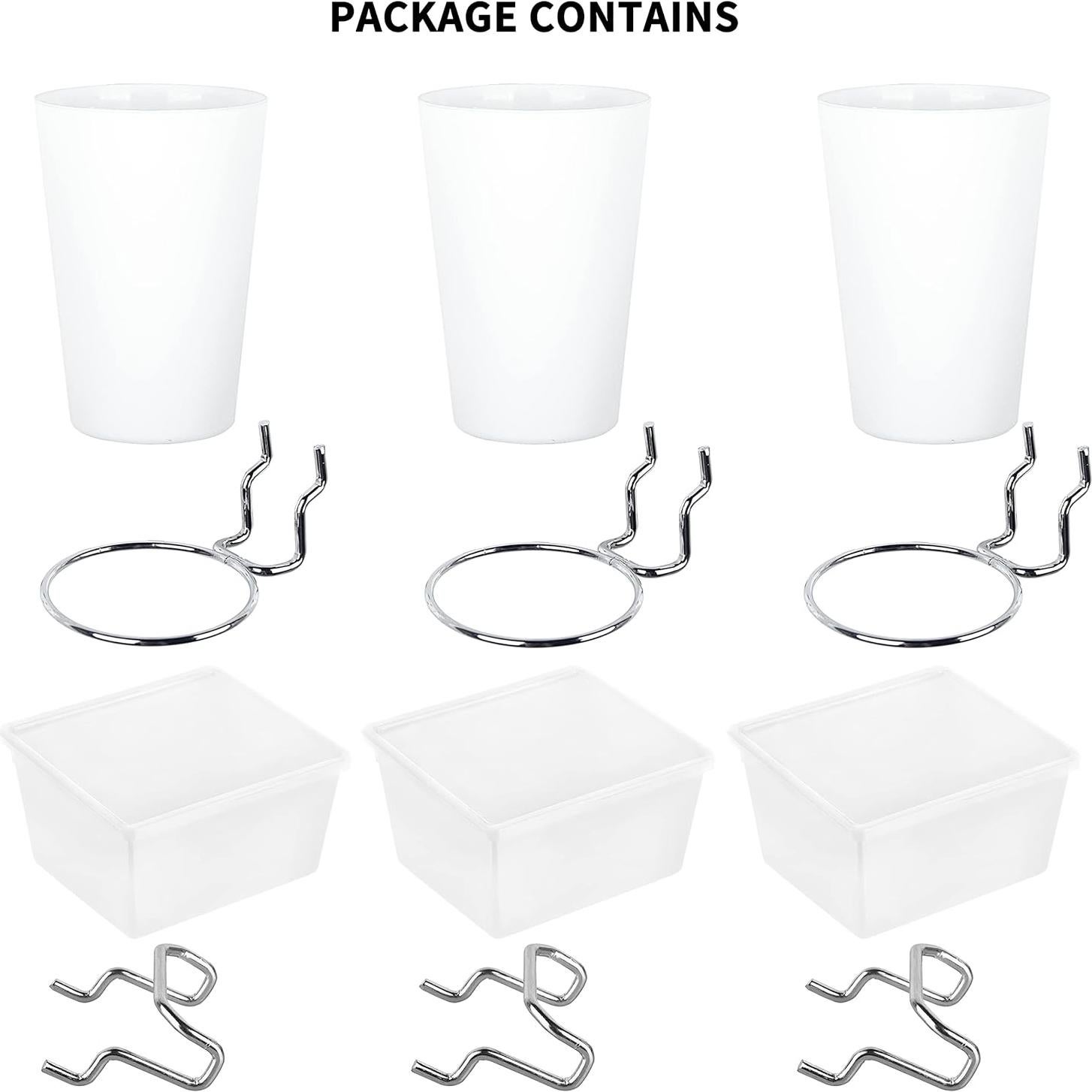 Juego de 6 Tazas y Contenedores de Pegboard Kuhome Blanco