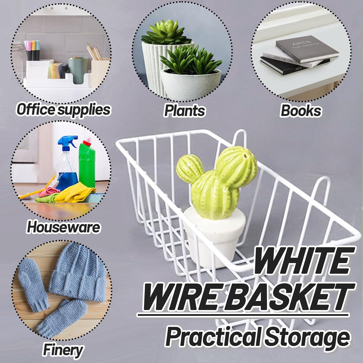 Paquete de 3 Cestas de Alambre Gddochn Blancas 23x10x8 cm