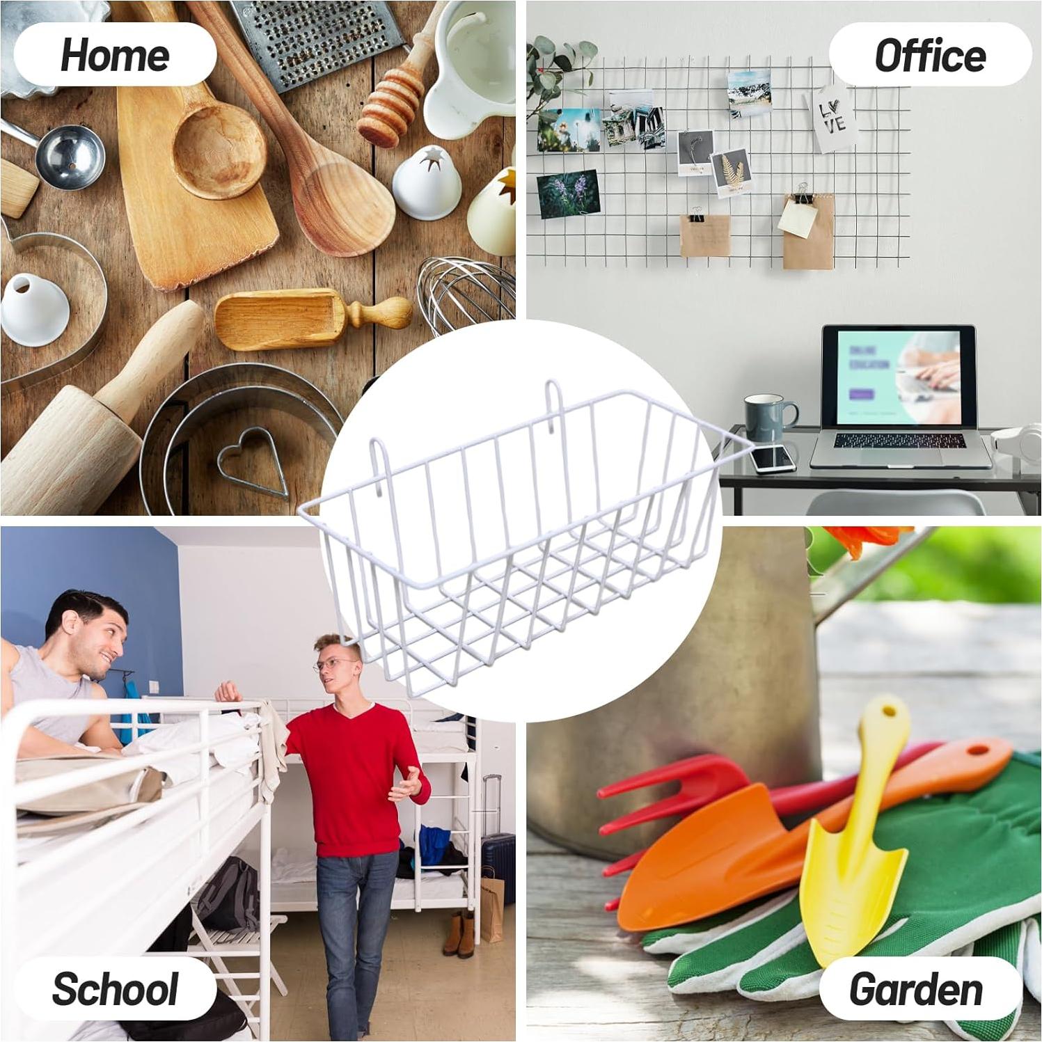 Paquete de 3 Cestas de Alambre Gddochn Blancas 23x10x8 cm