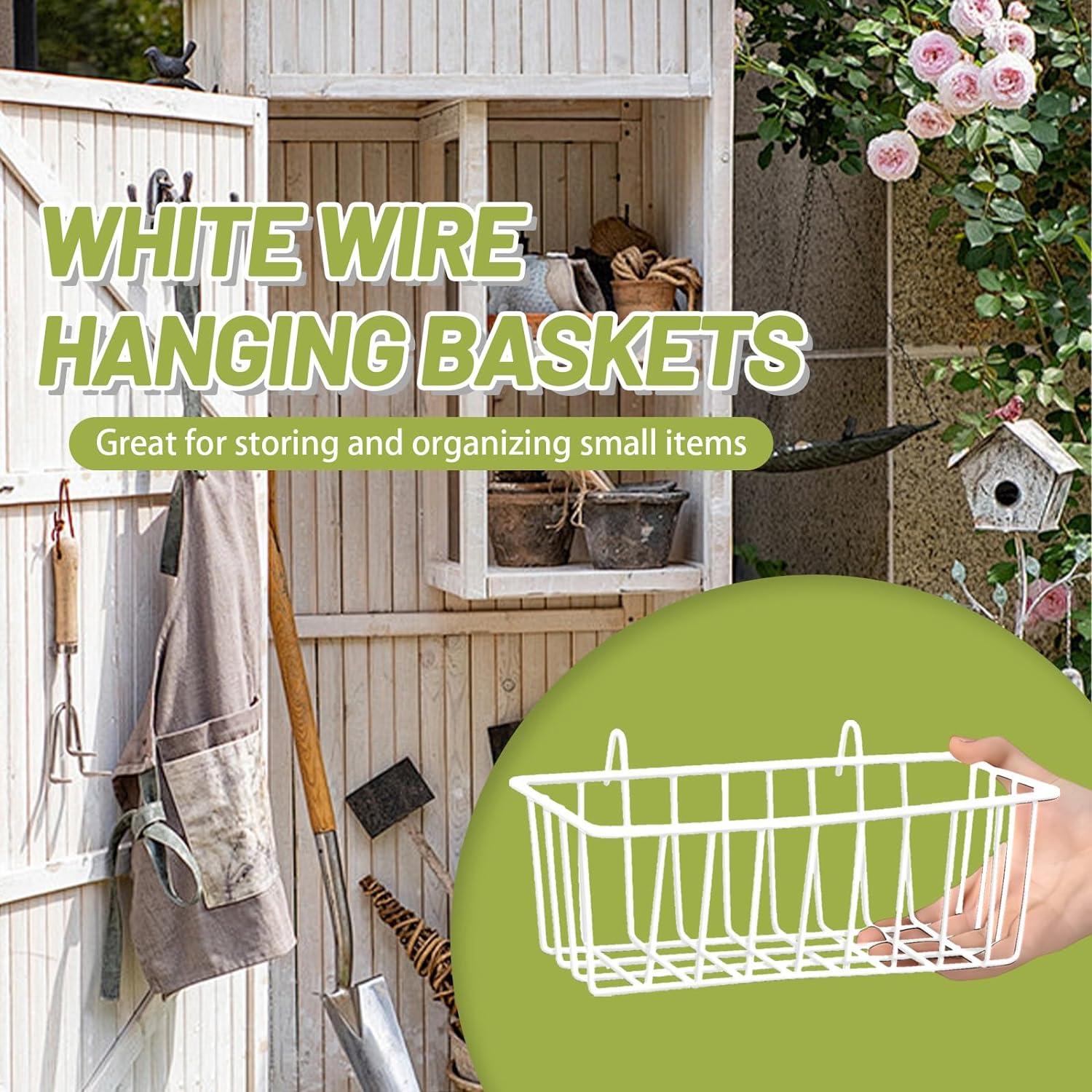 Paquete de 3 Cestas de Alambre Gddochn Blancas 23x10x8 cm